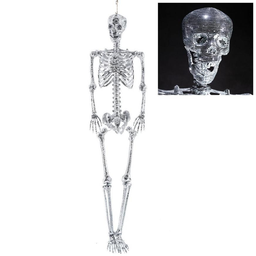 6ft Posable Skeleton Lovely Shelley the Hanging Poseable Disco Mirror Skeleton 6ft Halloween