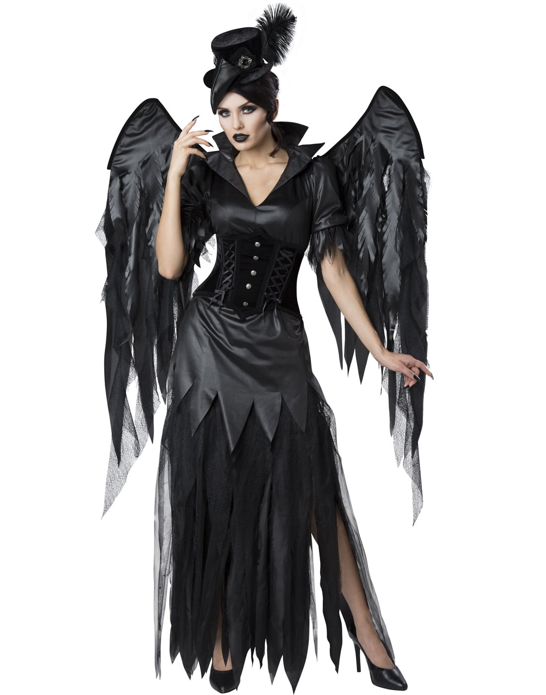 Angel Of Death Costume Awesome Midnight Raven Womens Adult Black Angel Death Costume Walmart