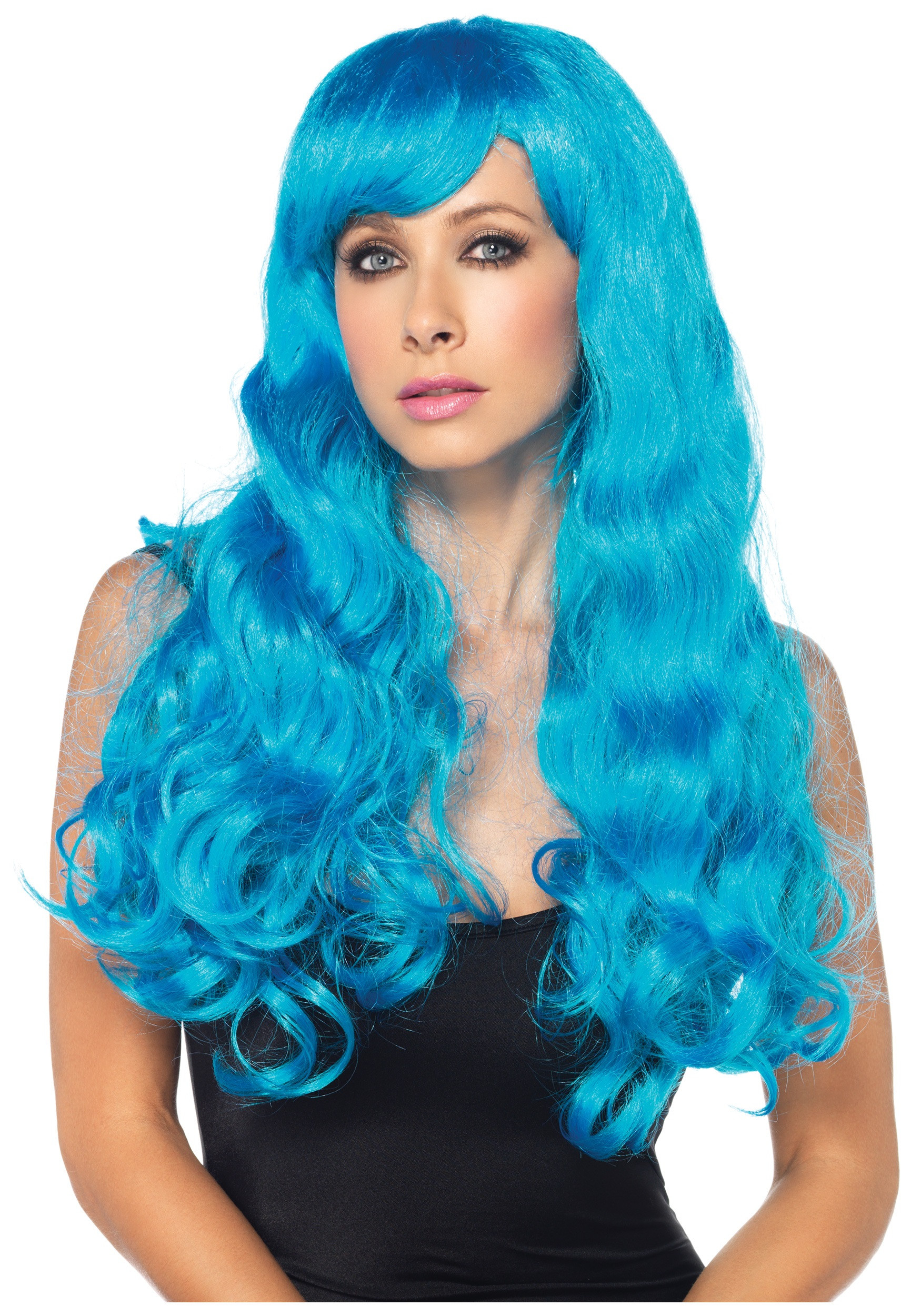 Blue Wig Costume Beautiful Neon Blue Straight Wig Women S Colorful Costume Wigs