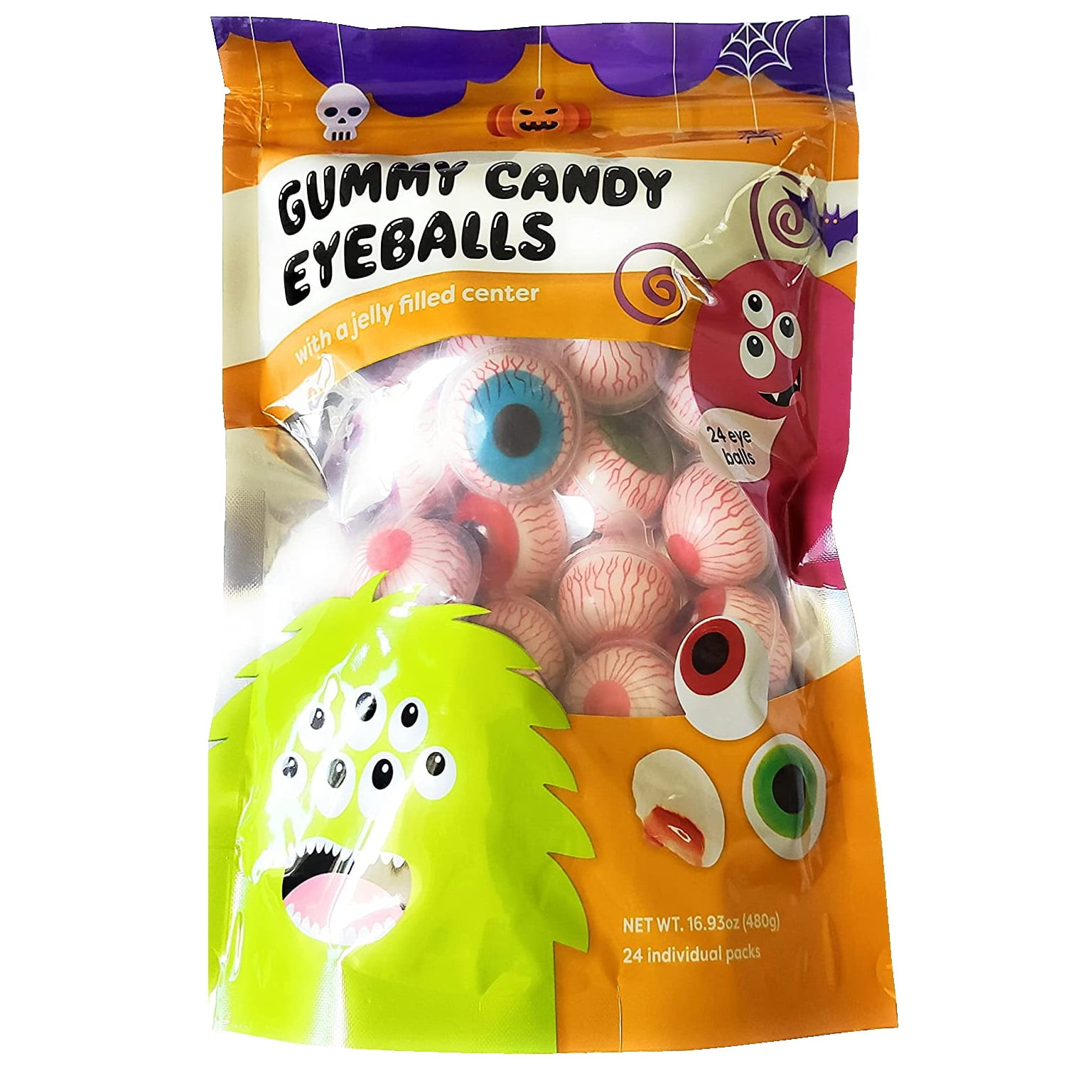 Candy Eyeballs Gummy Inspirational Gummy Candy Eyeballs with A Jelly Filled Center 16 93 Ounce 24 Count