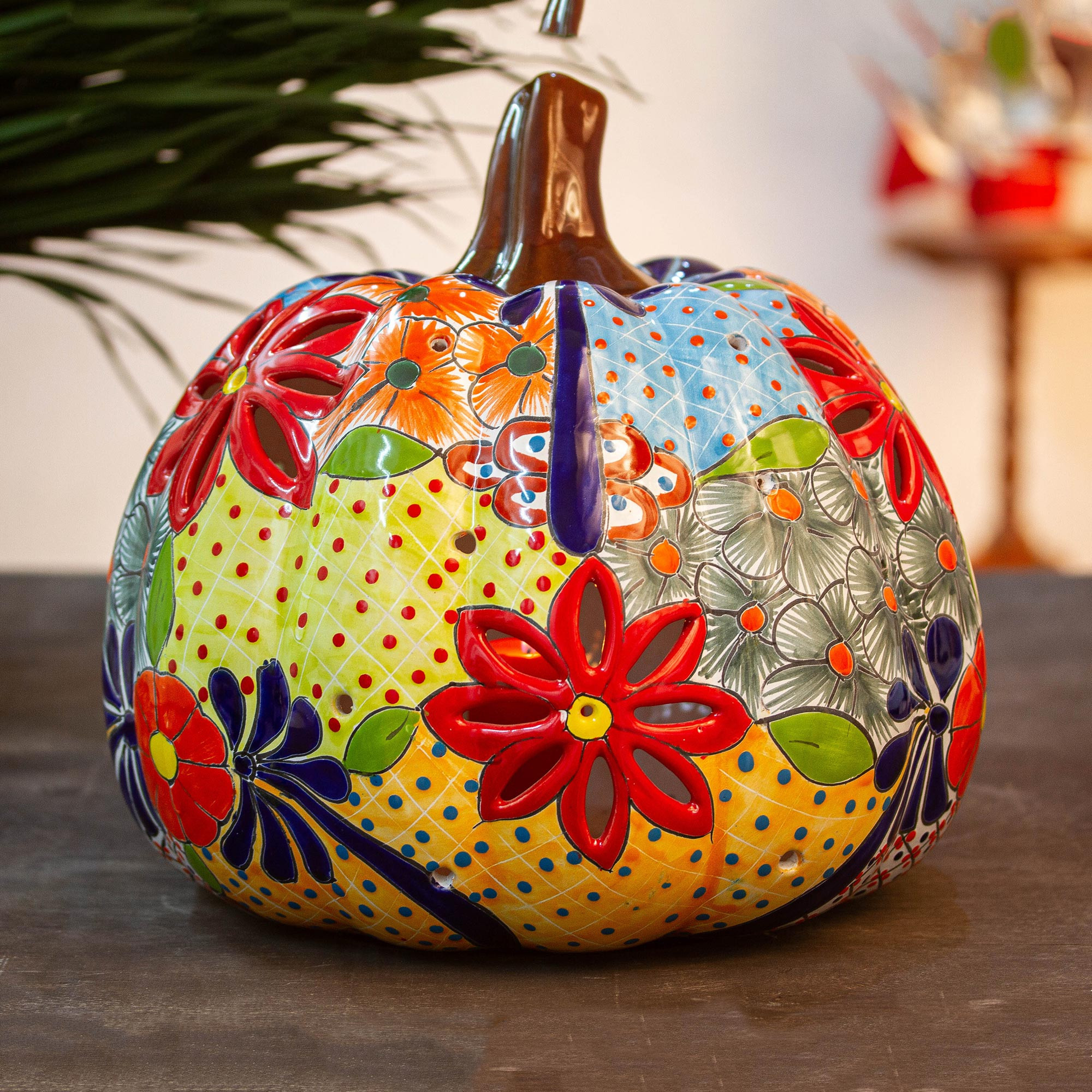 Ceramic Pumpkin Lantern Elegant Talavera Style Ceramic Pumpkin Lantern From Mexico Colorful Pumpkin