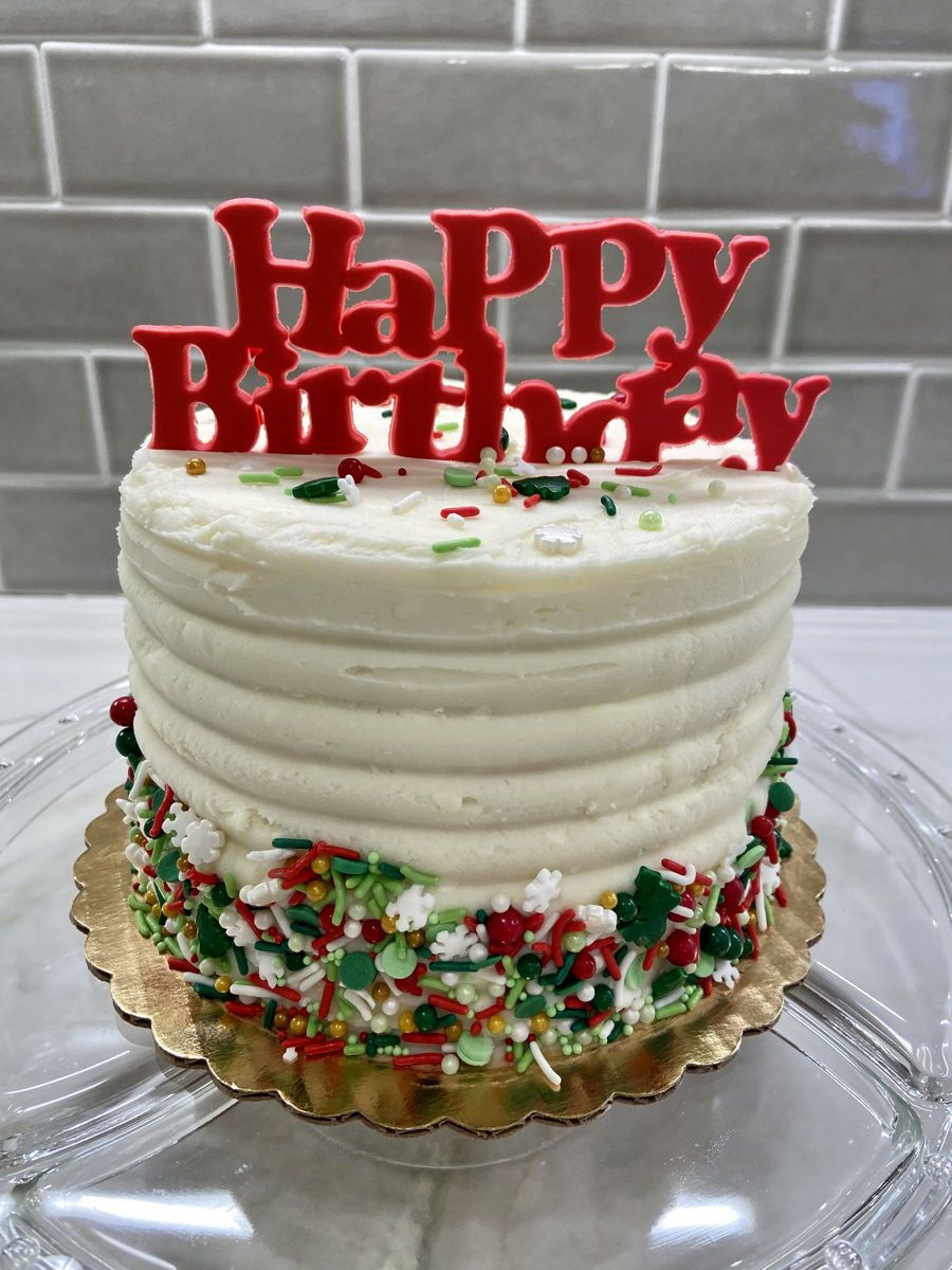 Christmas Birthday Cake Best Of Christmas Birthday Cake butter Cream Cake with Sprinkles and Fondant