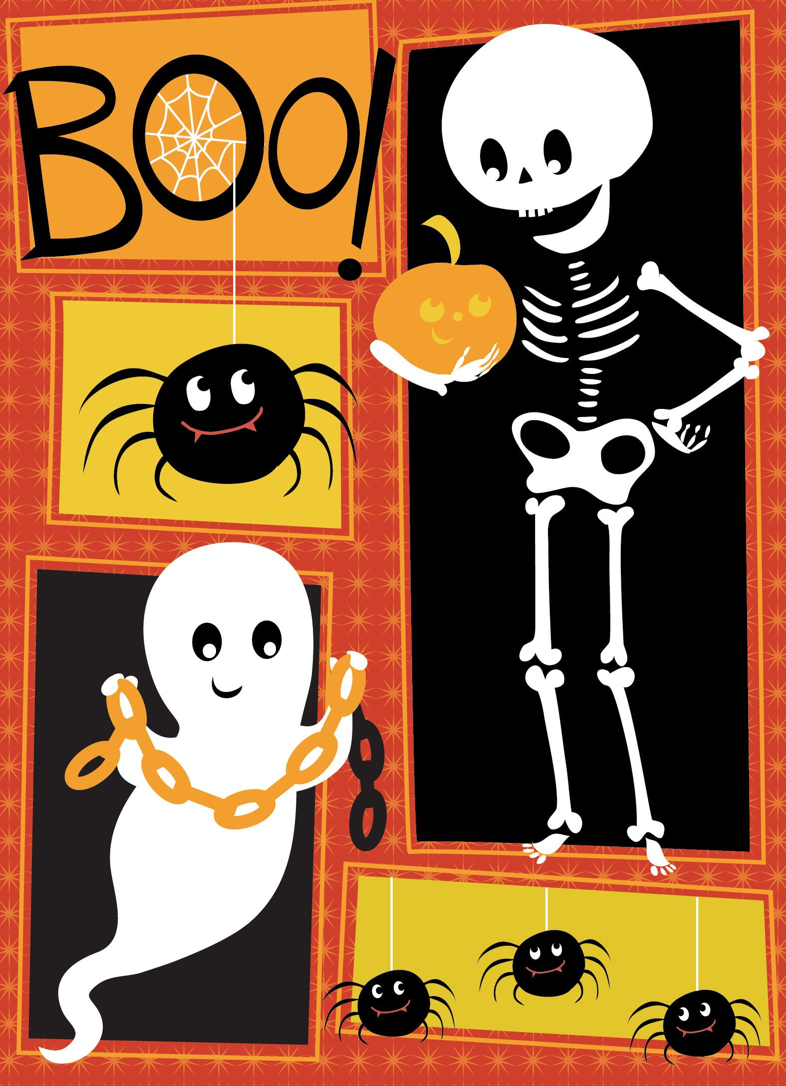 Cute Halloween Card Beautiful Halloween Card for Kids Cute Ghosts Spiders and A Skeleton Make An