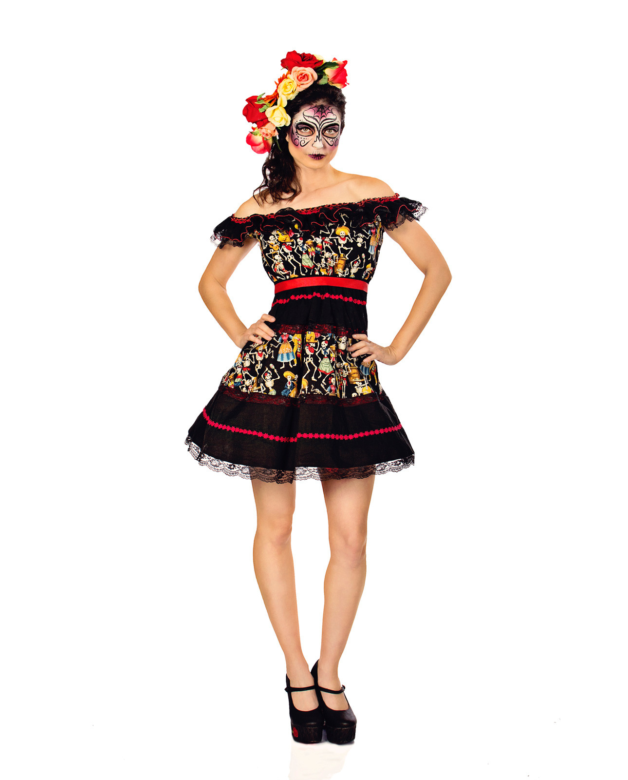 Day Of the Dead Dress Fresh Fiesta Day Of the Dead Womens Dia De Muertos Sugar Skull Mexican