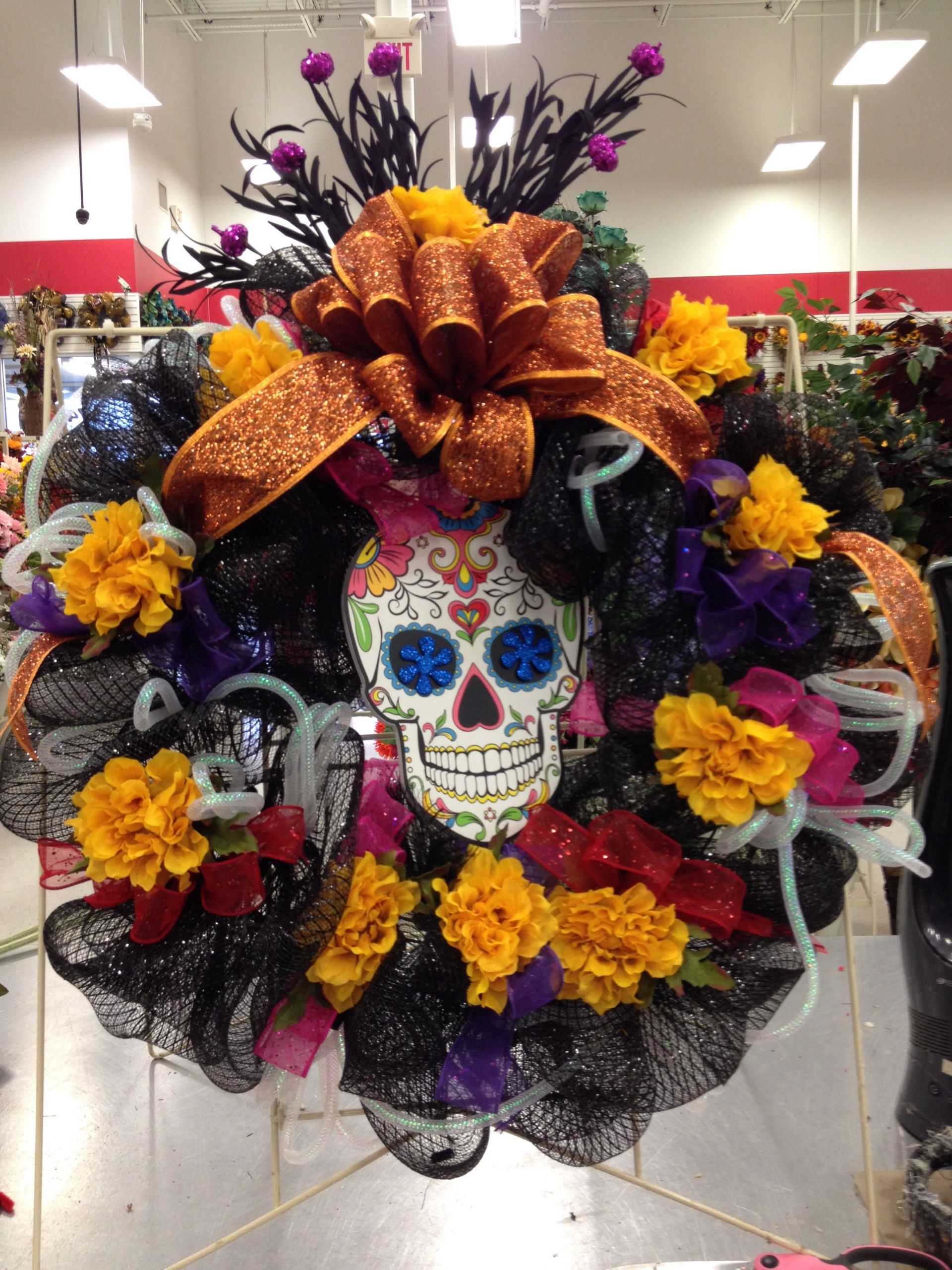 Day Of the Dead Halloween Decorations Luxury Day Of the Dead Deco Mesh Wreath