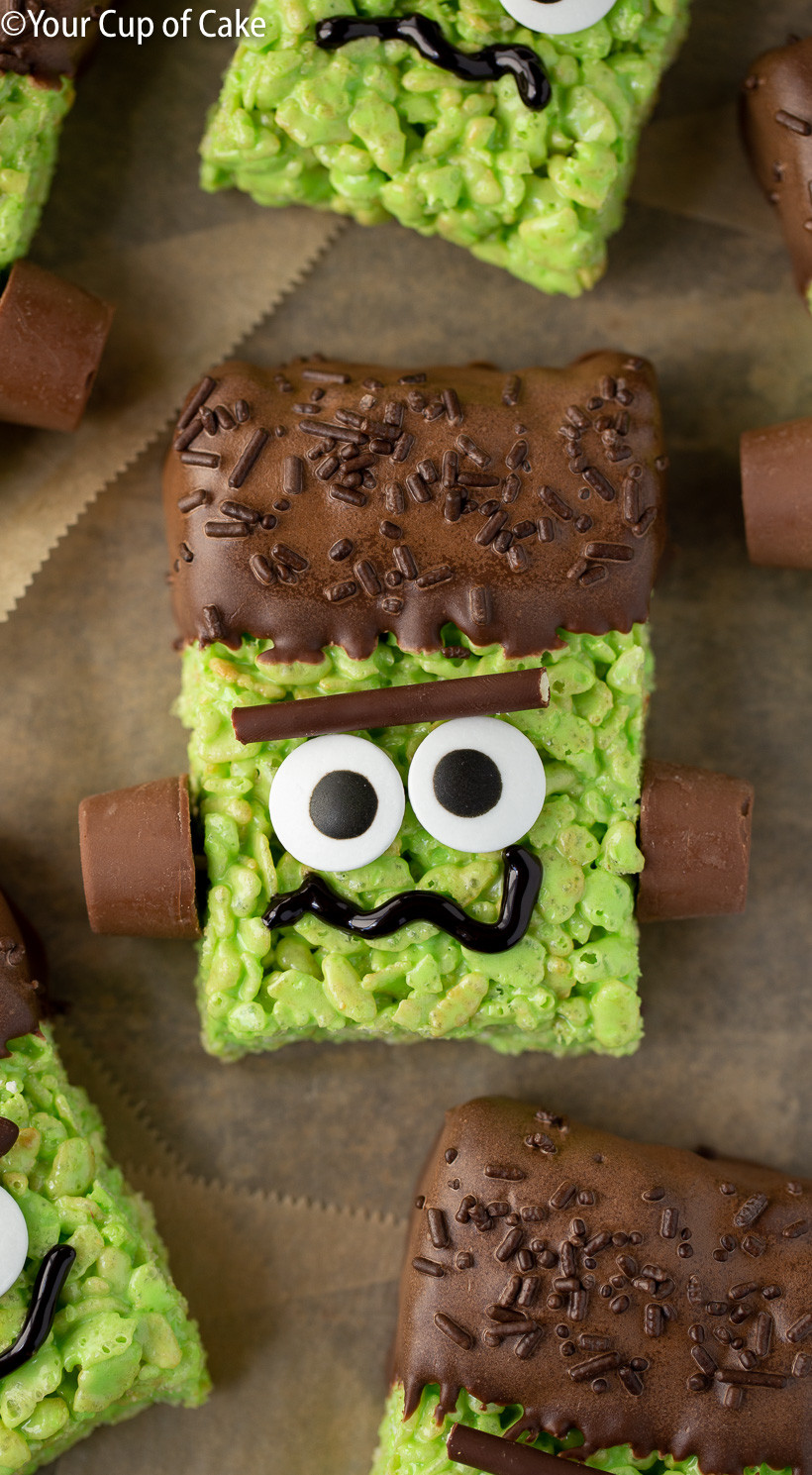 Frankenstein Rice Krispie Treats Luxury Frankenstein Rice Krispie Treats for Halloween