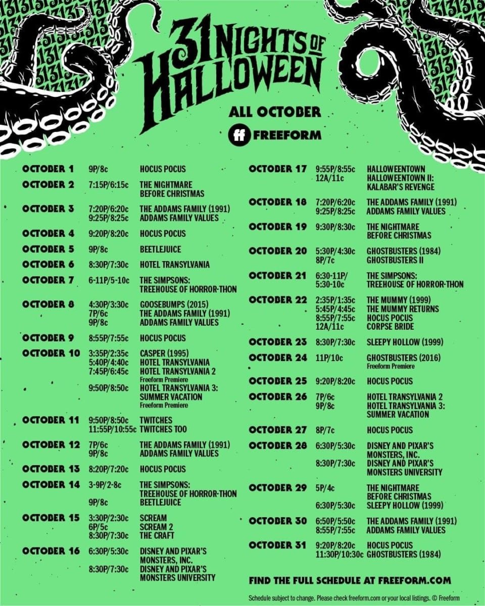 Freeform Halloween Schedule Awesome Freeform’s 31 Nights Of Halloween Schedule the Main Street Mouse