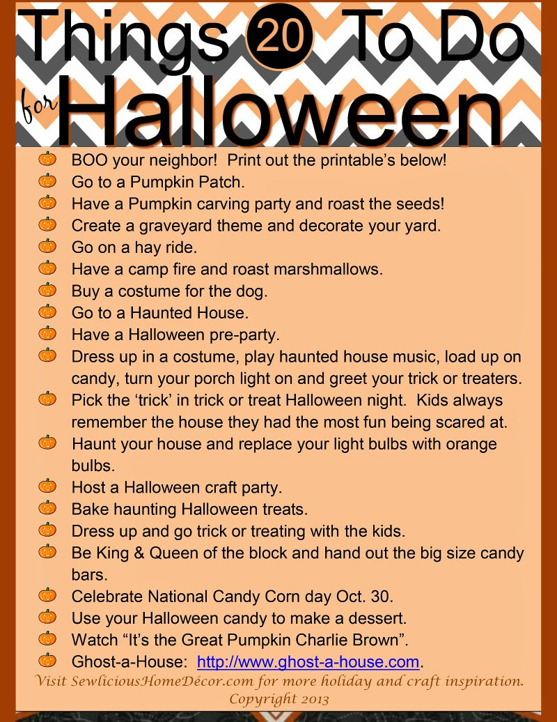 Fun Things to Be for Halloween Awesome 20 Things to Do for Halloween Free Printables