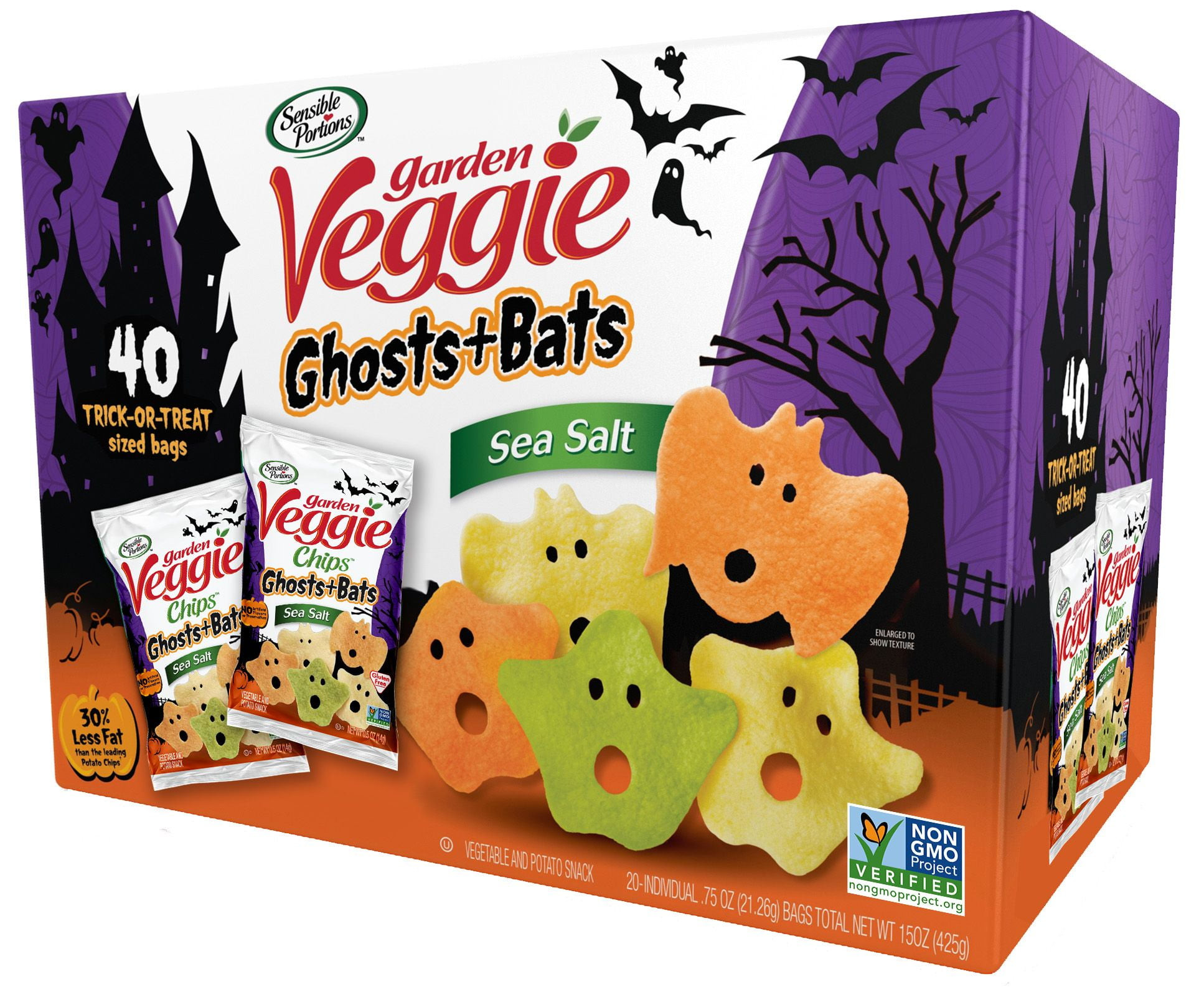 Ghost and Bats Veggie Chips New Product Of Sensible Portions Garden Veggie Ghosts and Bats Sea Salt