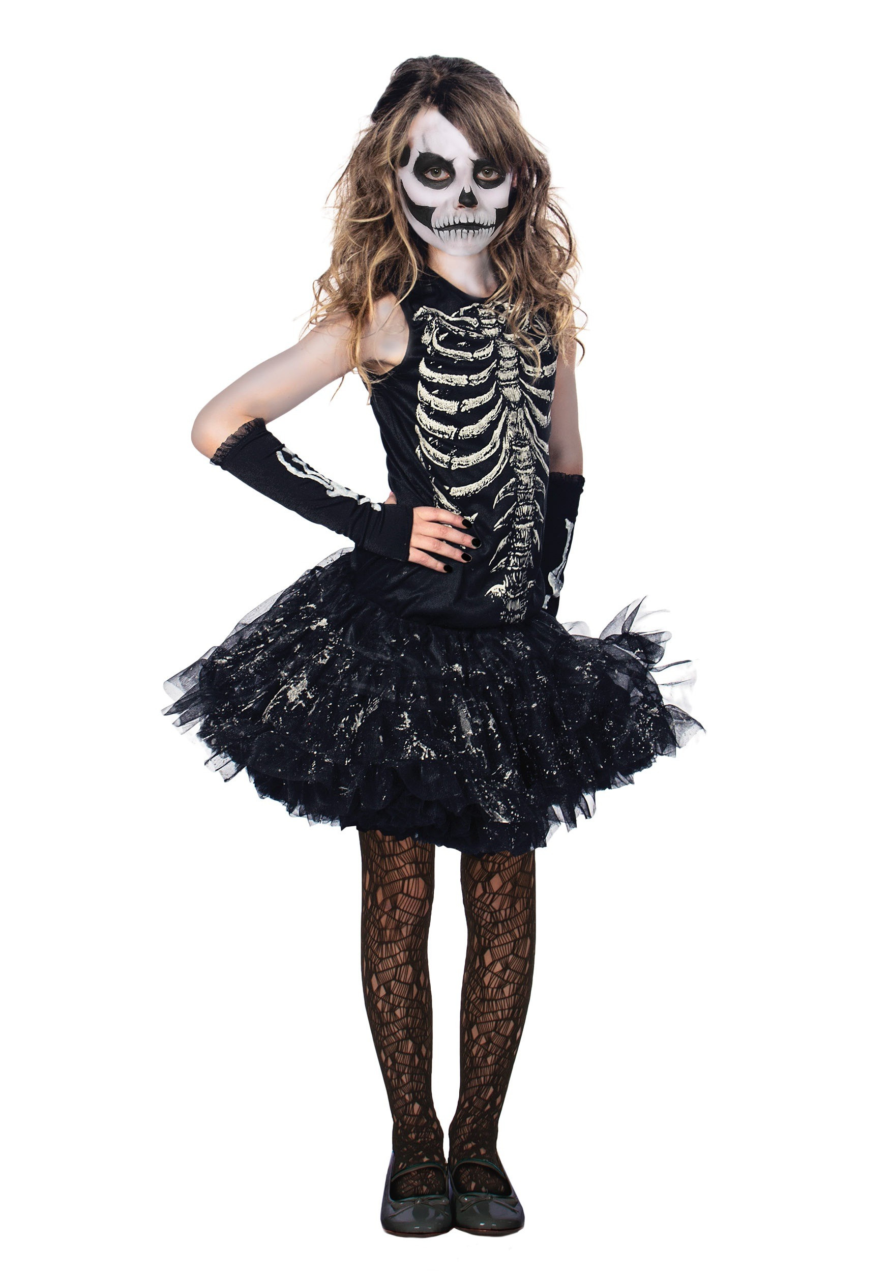 Girls Skeleton Costume Lovely Girls Cutie Bones Skeleton Costume