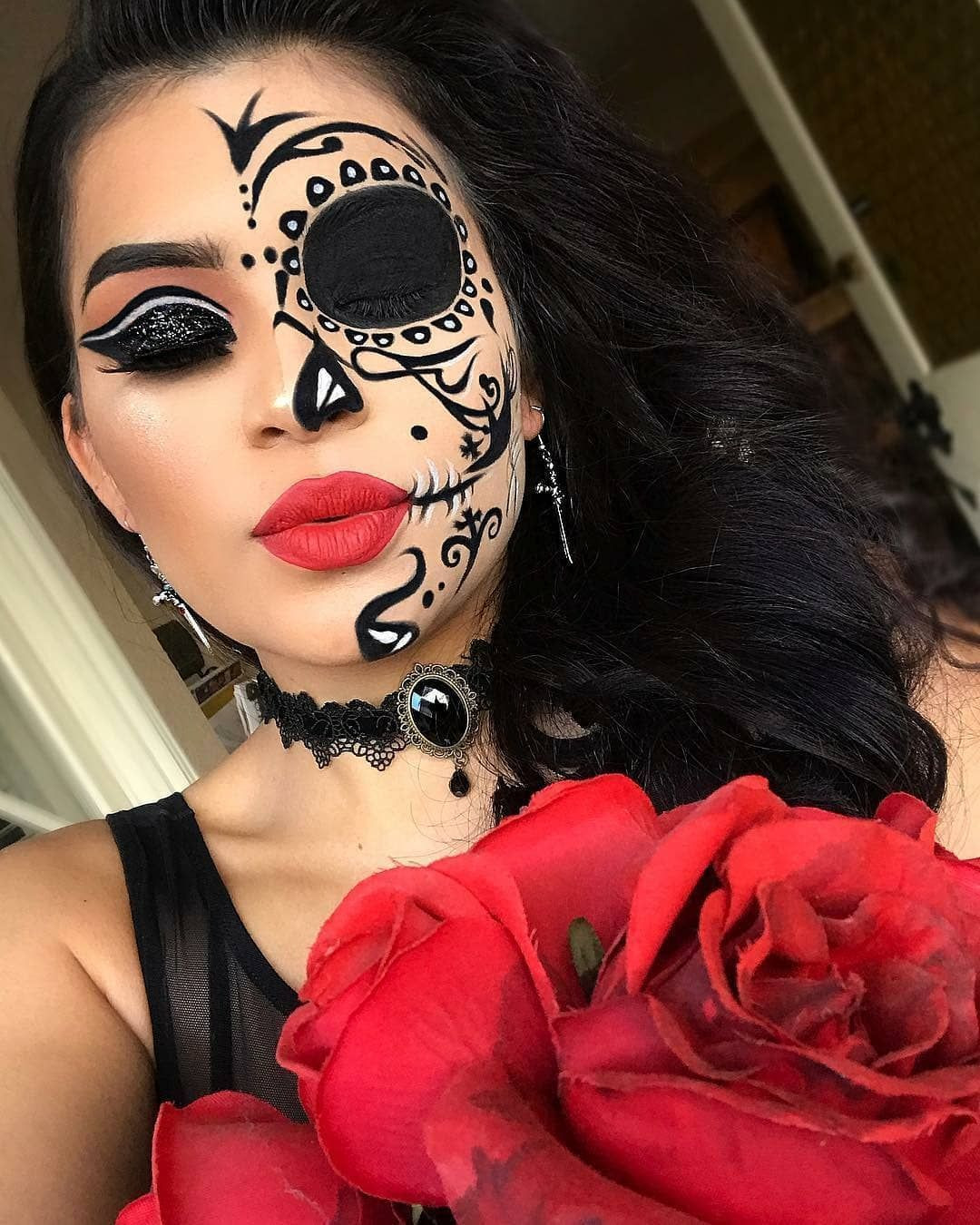 Glam Sugar Skull Makeup Beautiful Pin by Michell Houwer On Halloween Makeup