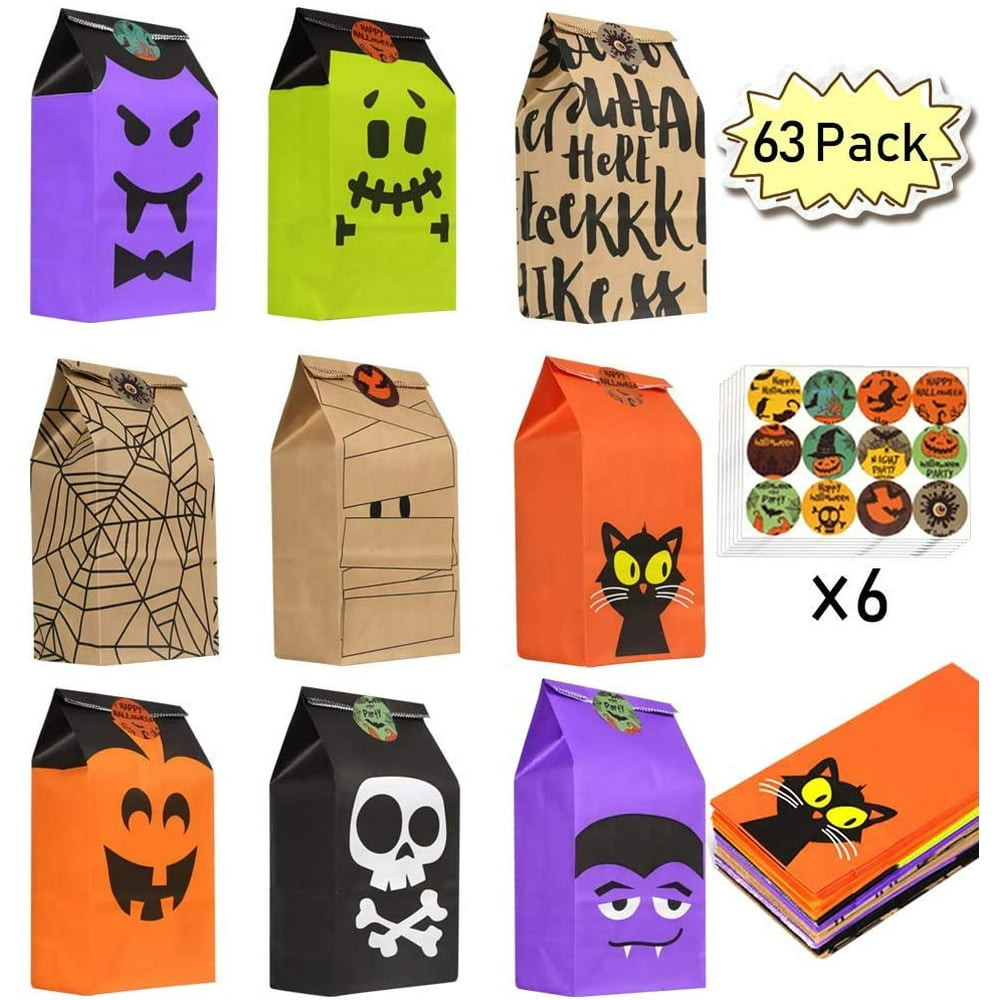 Goody Bag Halloween Unique 63 Pack Halloween Trick or Treat Candy Bags Halloween Goo Bags