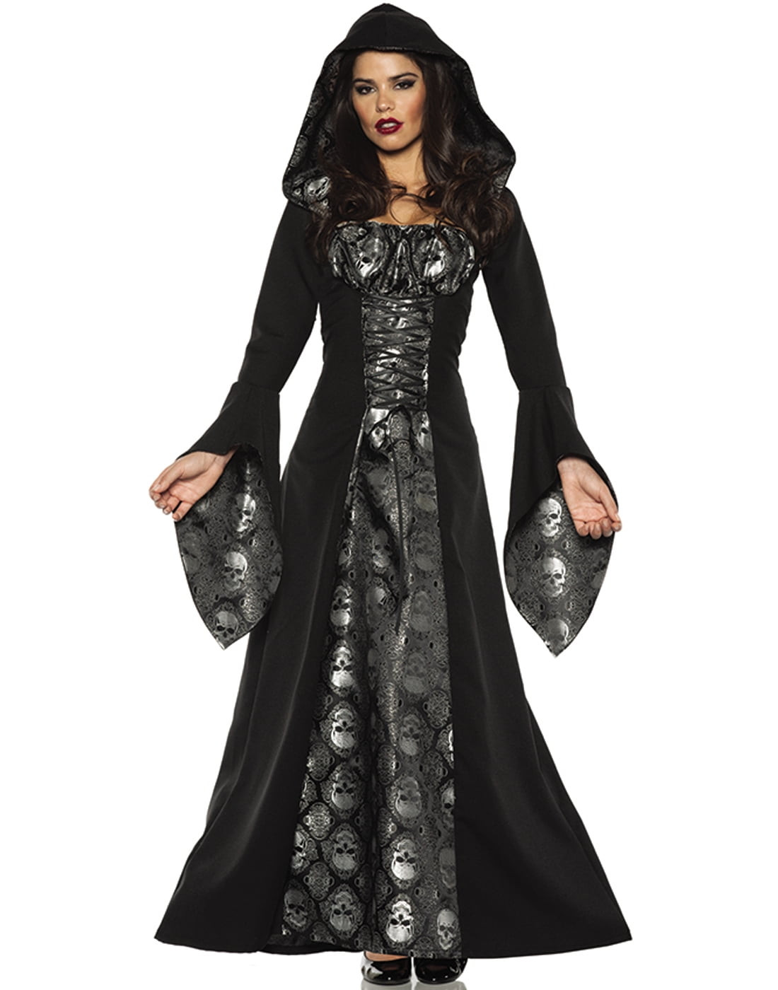 Gothic Witch Costume Inspirational Skull Mistress Womens Black Gothic Witch Hooded Robe Halloween Costume