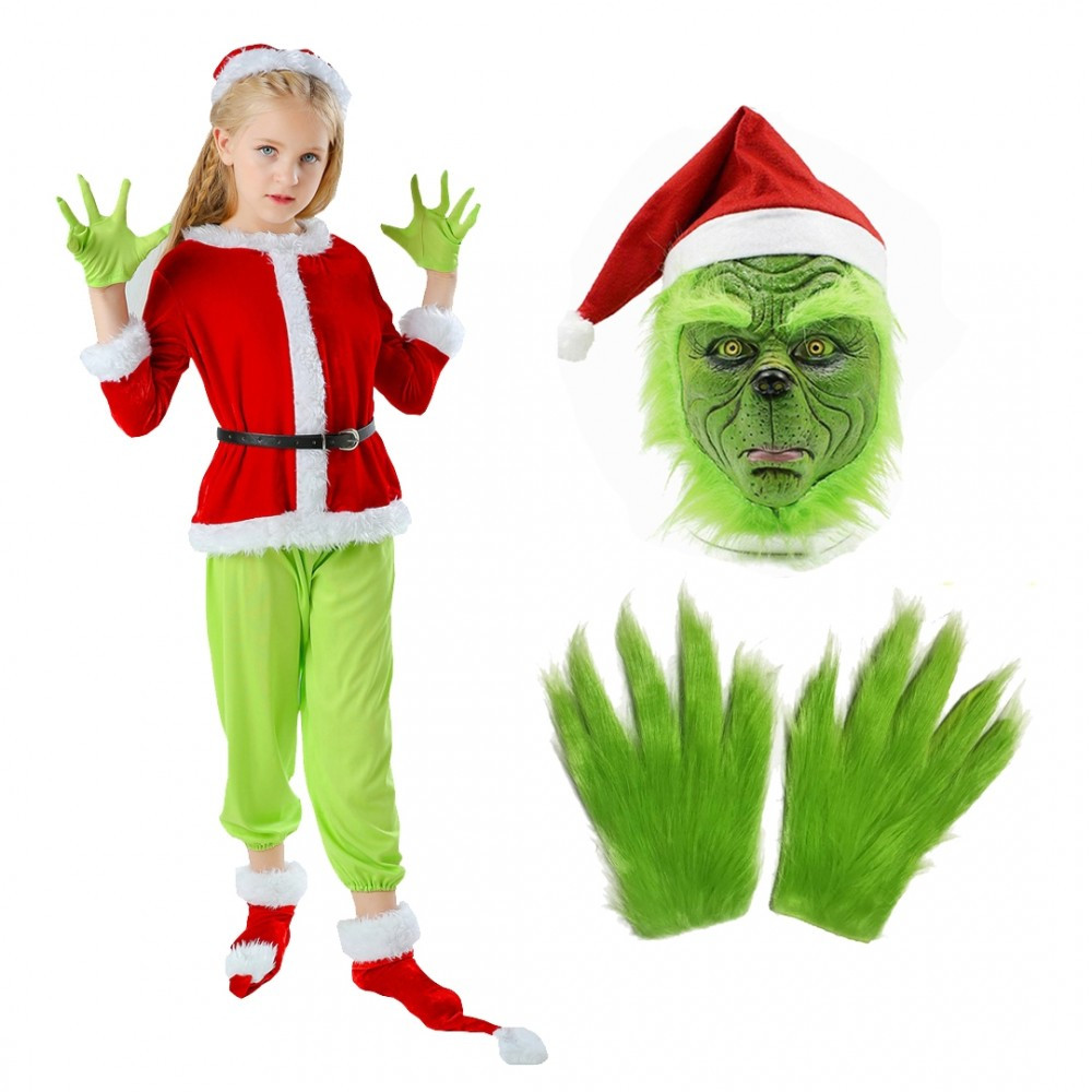 Grinch Halloween Costume Inspirational the Grinch Costume Kids Full Sets Halloween Santa Costume Outfit