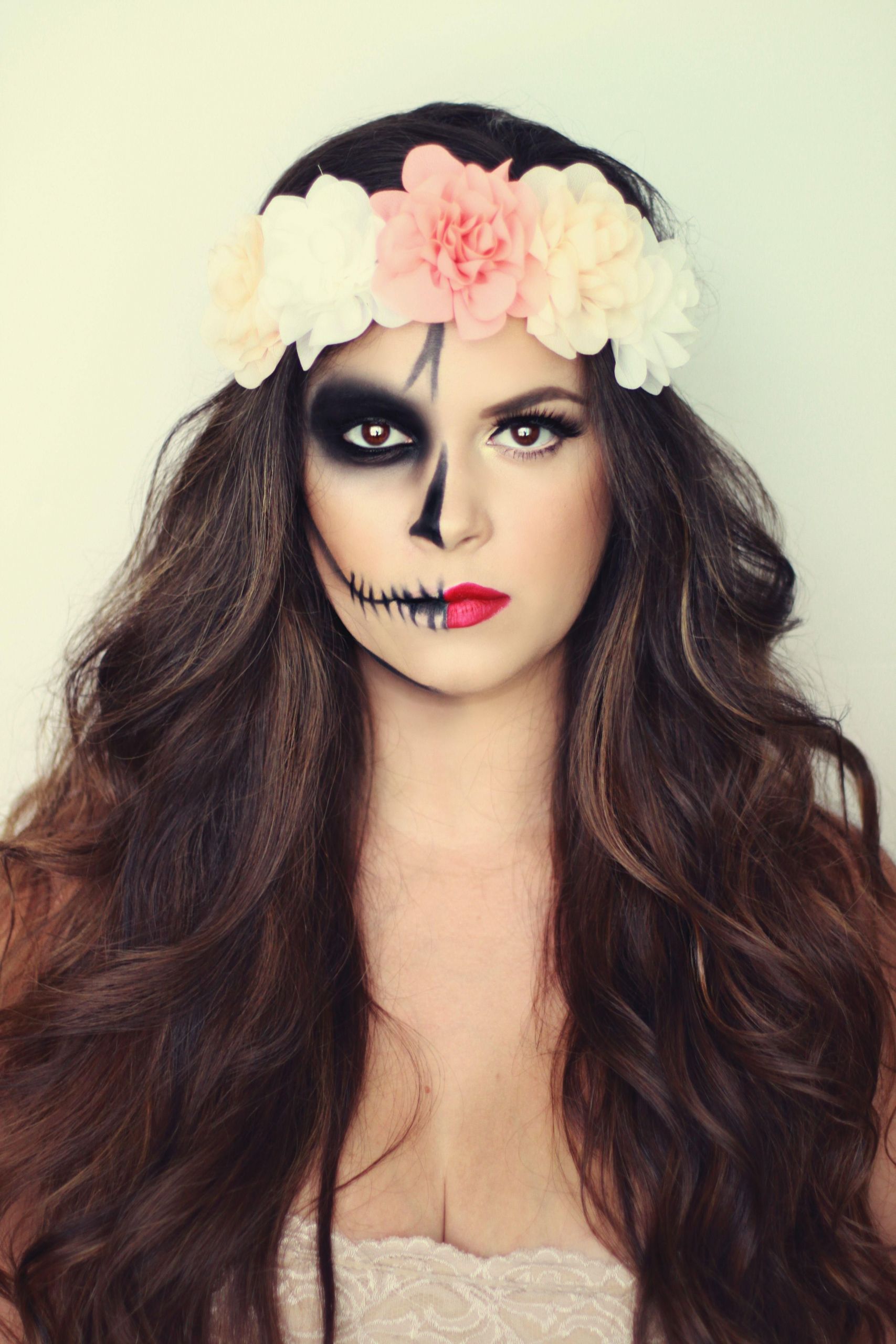 Half Skull Make Up Inspirational Halloween Makeup Sugar Skull Day Of the Dead Half Skull Makeup