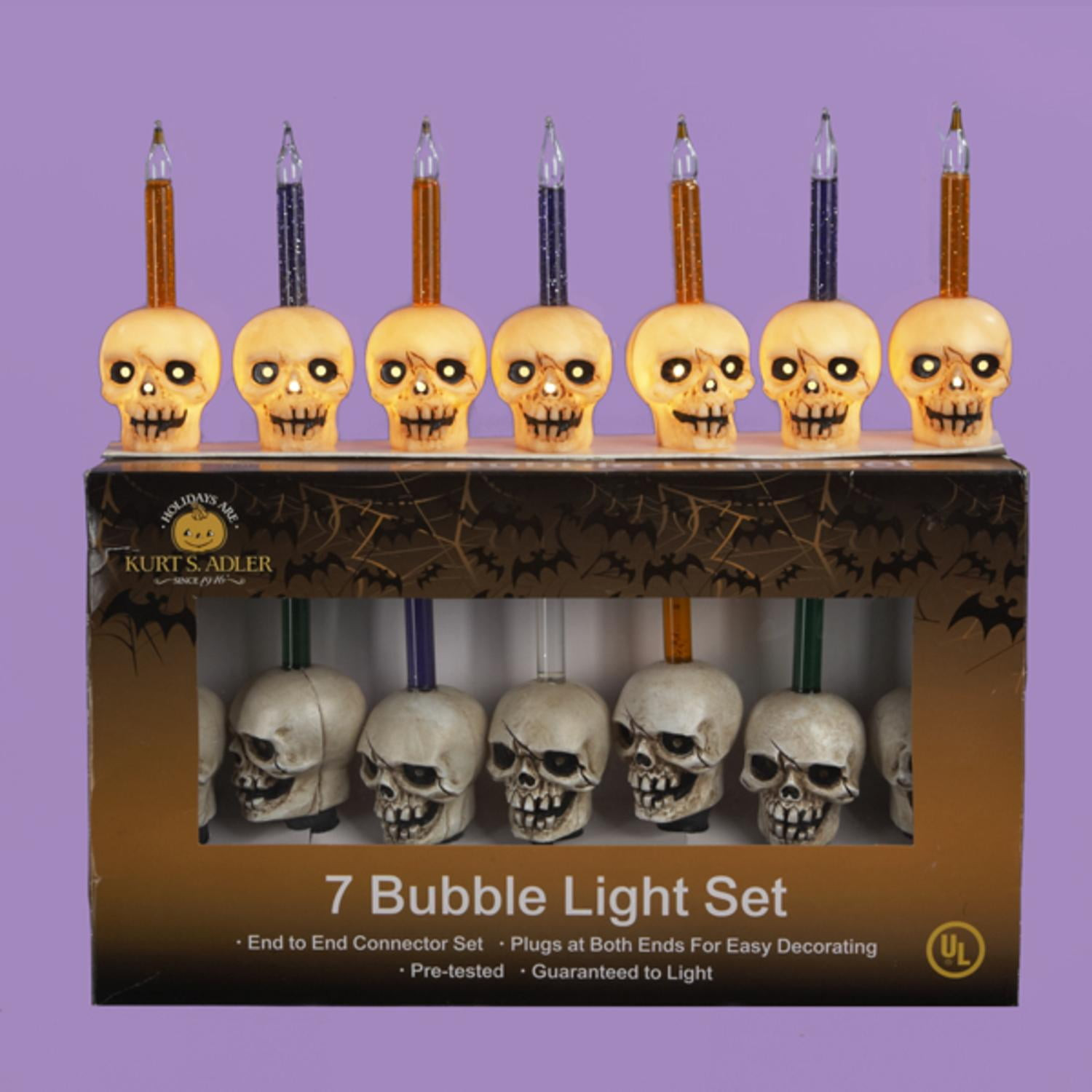 Halloween Bubble Lights Luxury Set Of 7 Skull Halloween Bubble Lights Black Wire Walmart