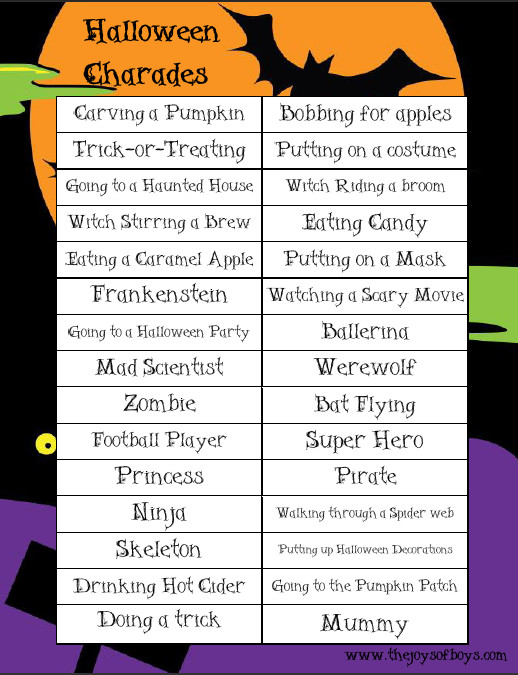 Halloween Charades Game Beautiful Free Printable Halloween Charades