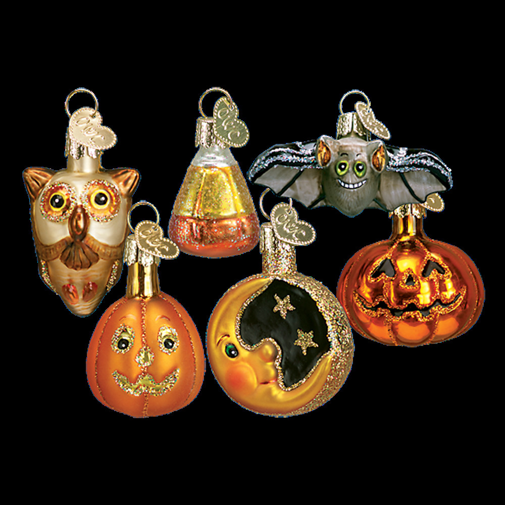 Halloween Christmas ornaments Fresh Mini Glass Halloween ornaments Pumpkin Owl Moon Candy Corn Bat