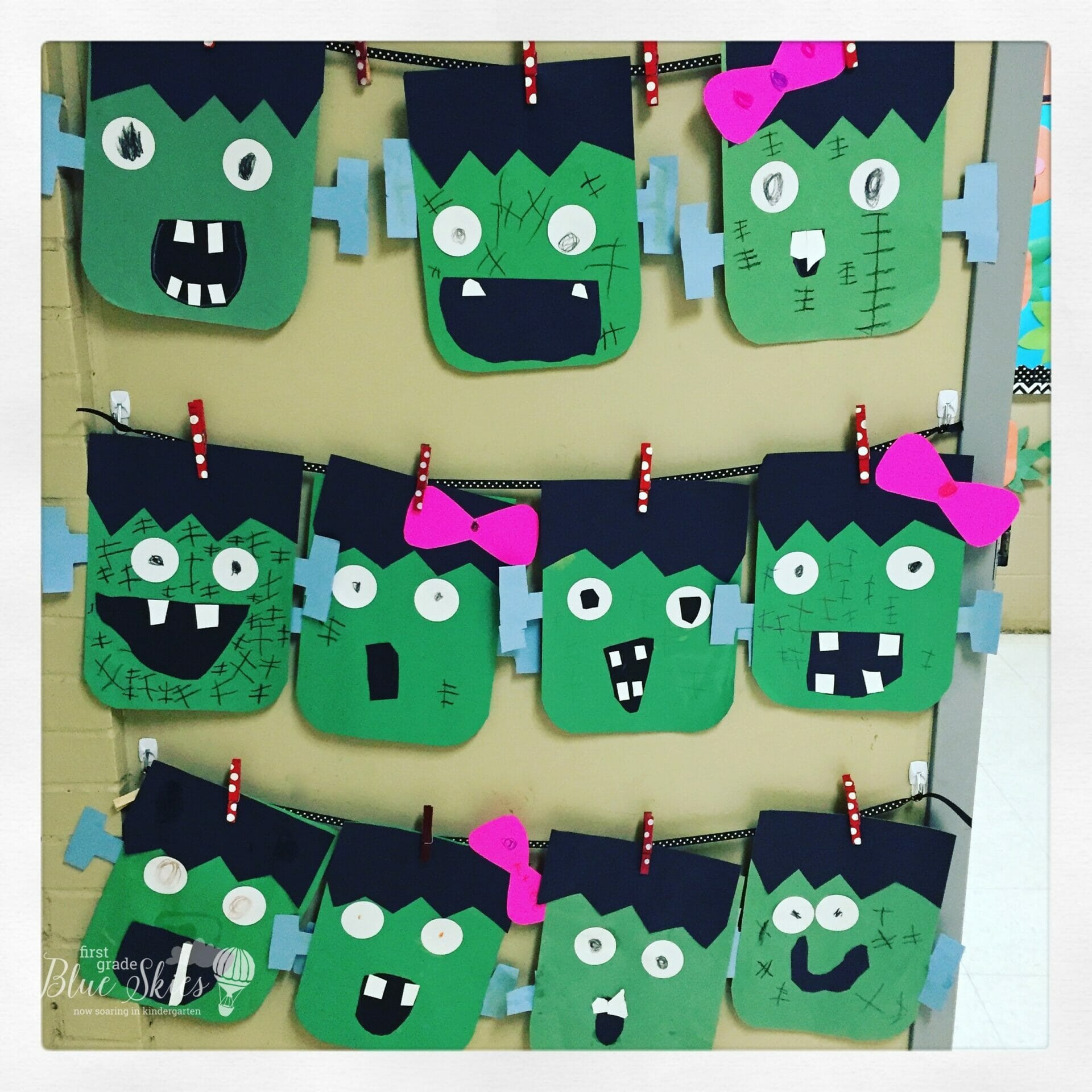 Halloween Crafts for 1st Graders Elegant Frankenstein Halloween Craft Freebie First Grade Blue Skies