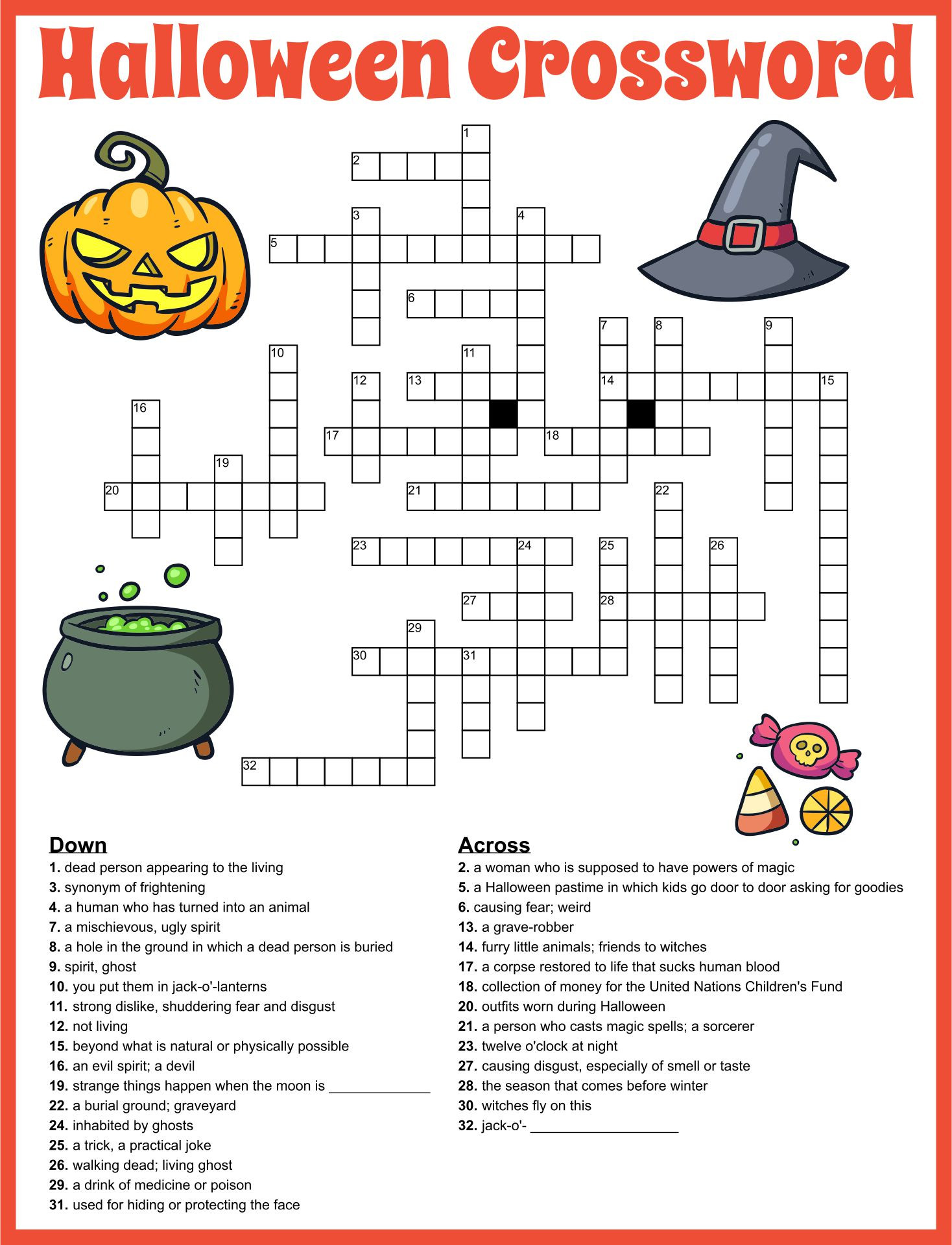 Halloween Crossword Printable Fresh Halloween Crossword Puzzles 15 Free Pdf Printables