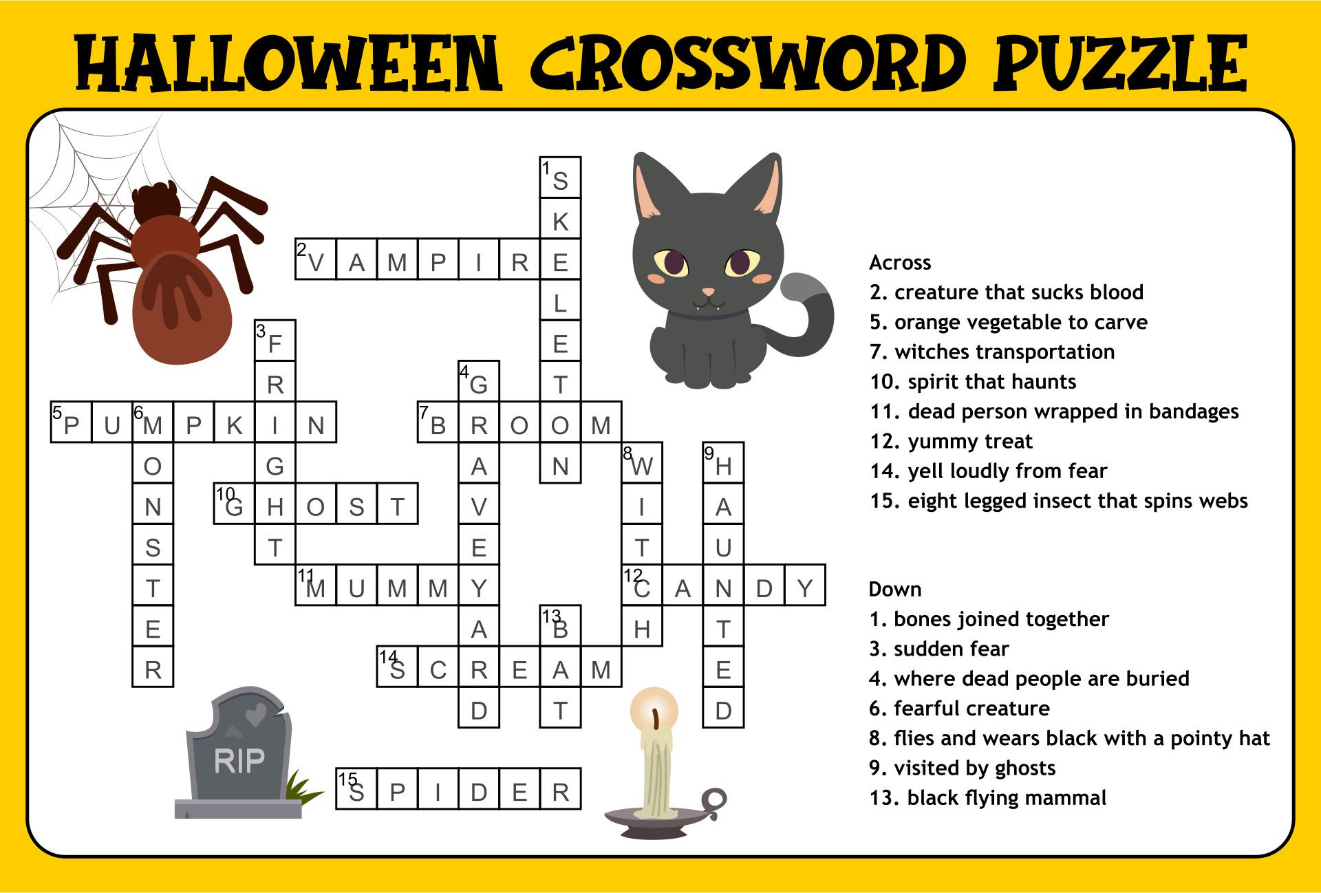 Halloween Crossword Puzzle Answers Beautiful Halloween Crossword Puzzle 15 Free Pdf Printables