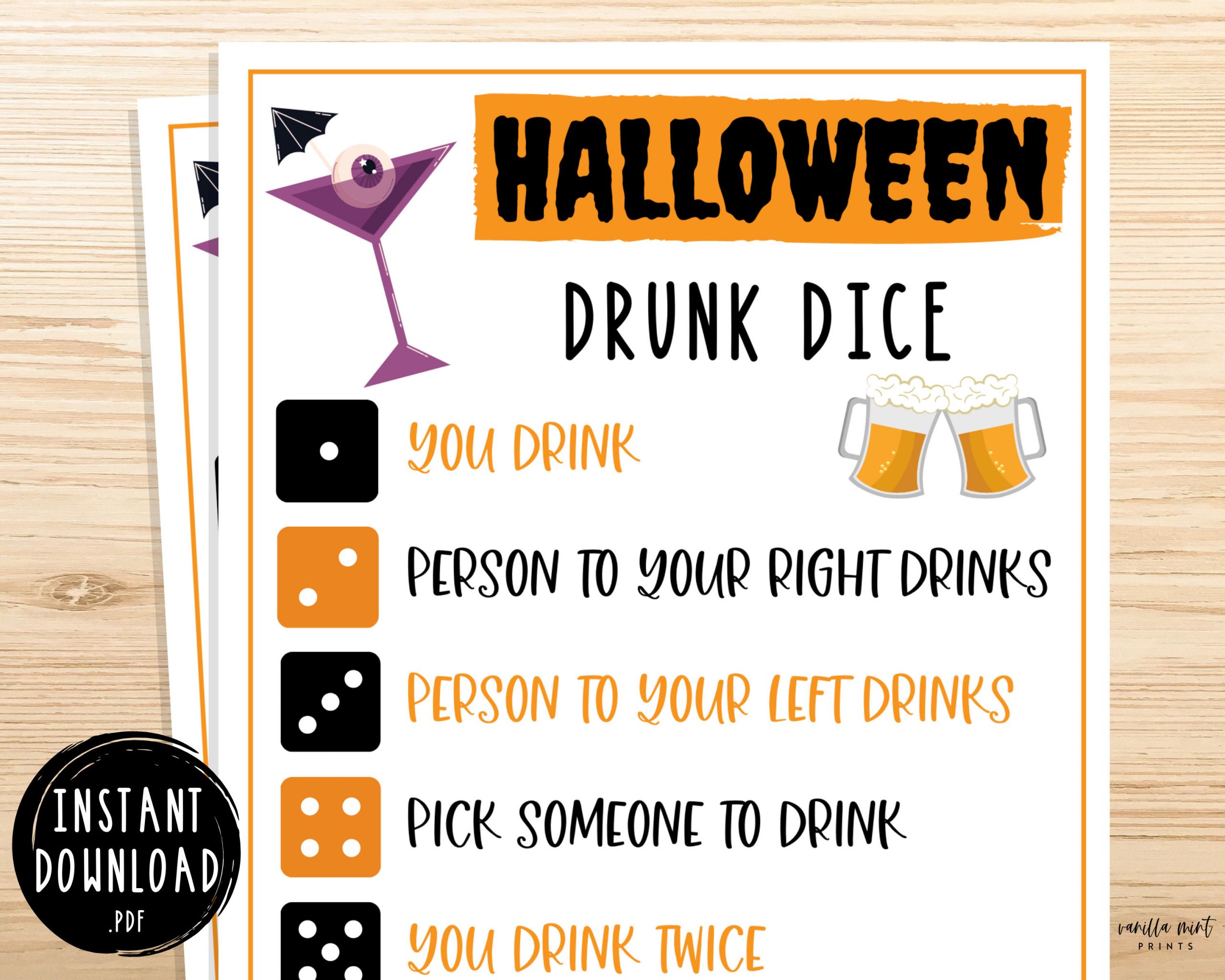 Halloween Drinking Games Beautiful Halloween Drunk Dice Drinking Game Halloween Party Games