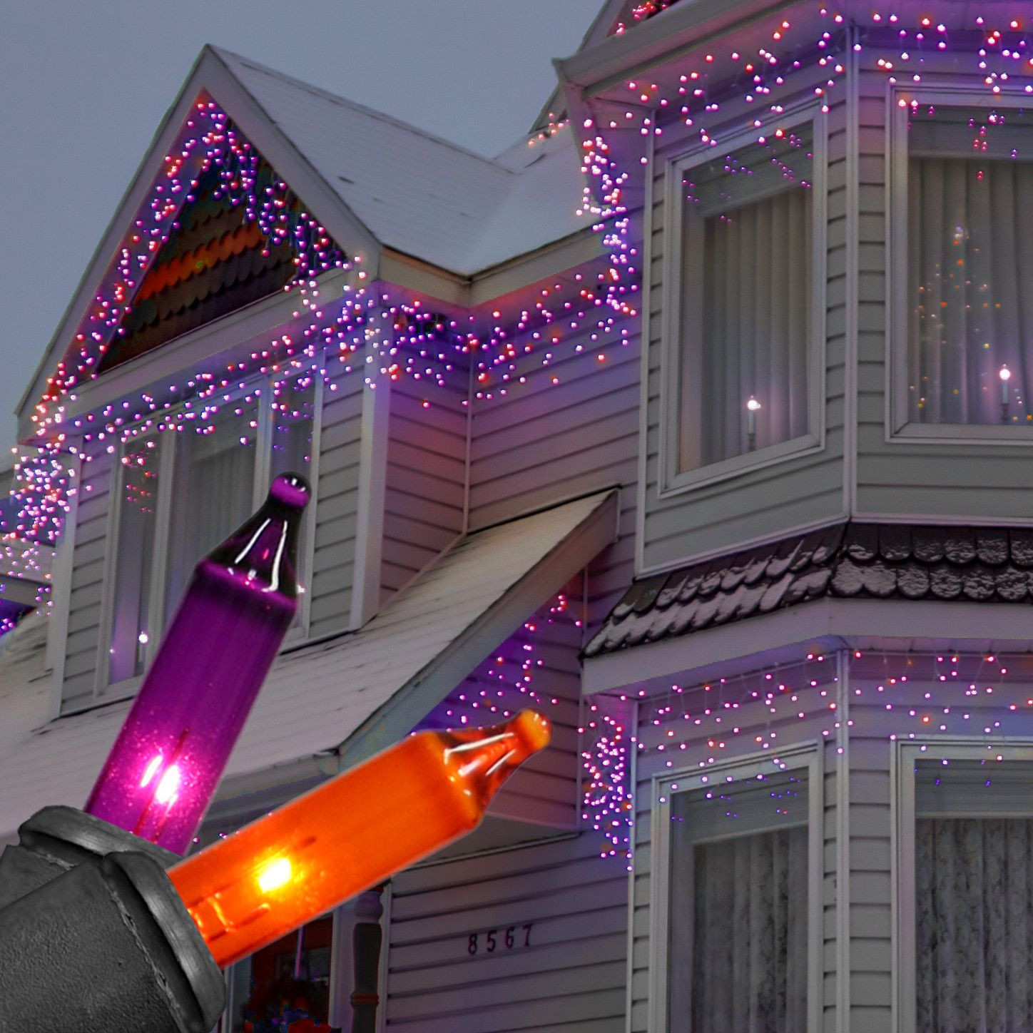 Halloween Icicle Lights Awesome 150 Purple orange Halloween Icicle Lights Black Wire