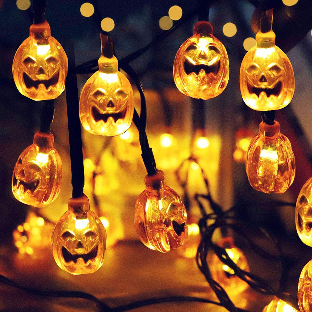 Halloween Lights Outdoor Elegant Halloween Pumpkin String Lights solar String Light 20ft 30 Led Outdoor