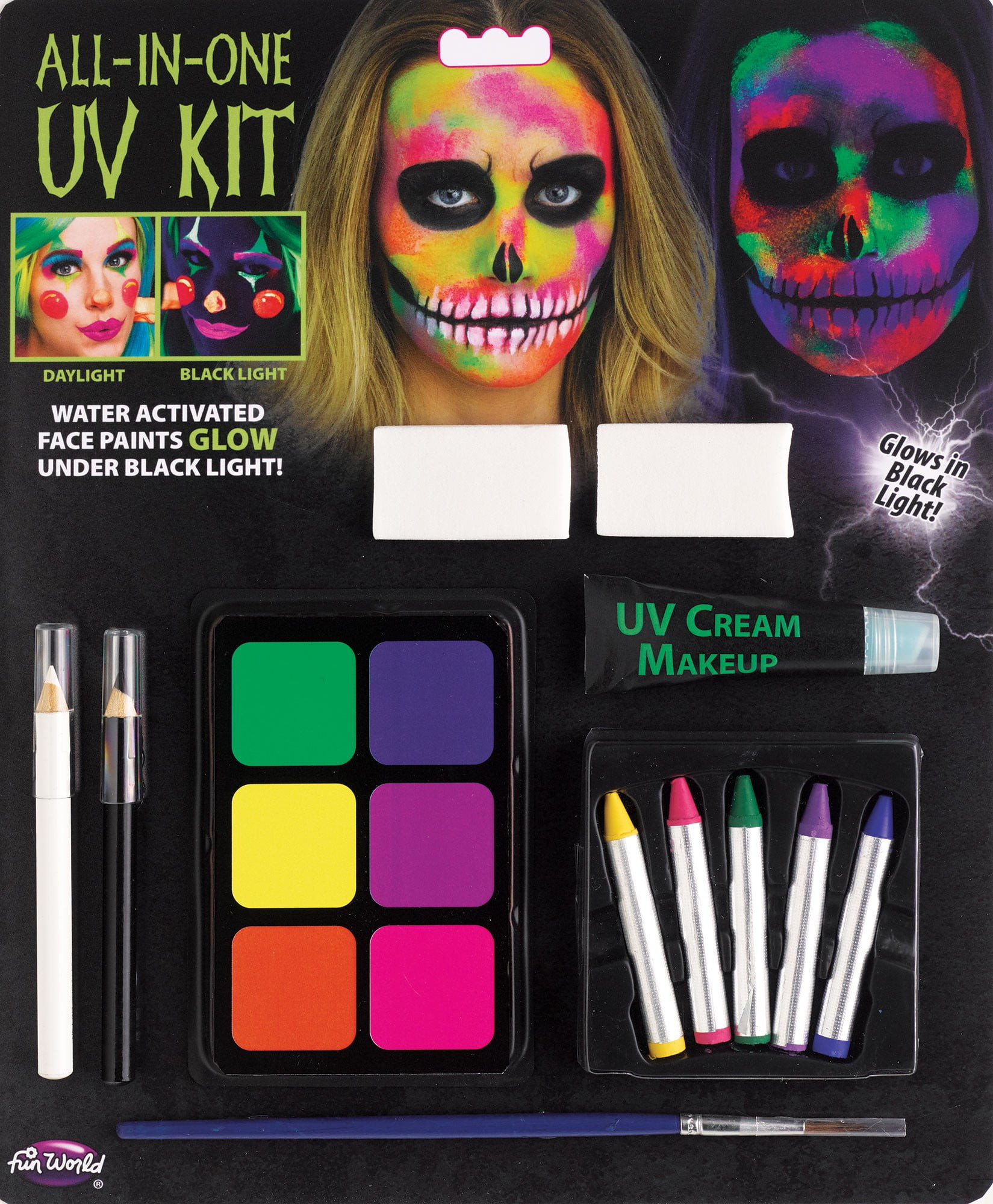 Halloween Makeup Kit Elegant Fun World All In E Water Activated Uv Halloween 12pc Makeup Kit 0 21