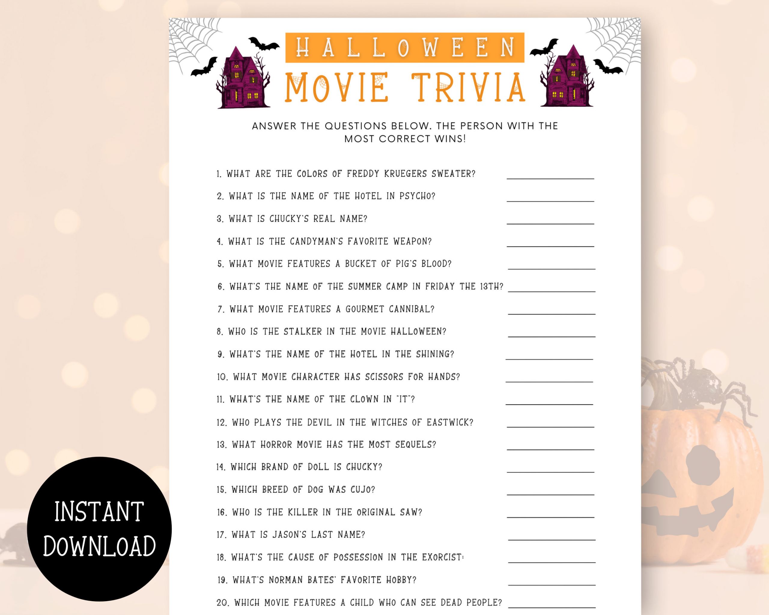 Halloween Movie Trivia Best Of Halloween Movie Trivia Printable Printable Templates