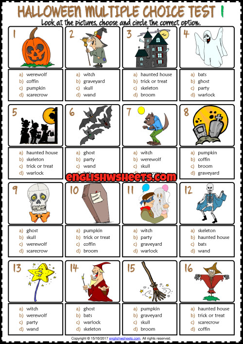 Halloween Multiple Choice Trivia Best Of Halloween Esl Printable Multiple Choice Tests for Kids