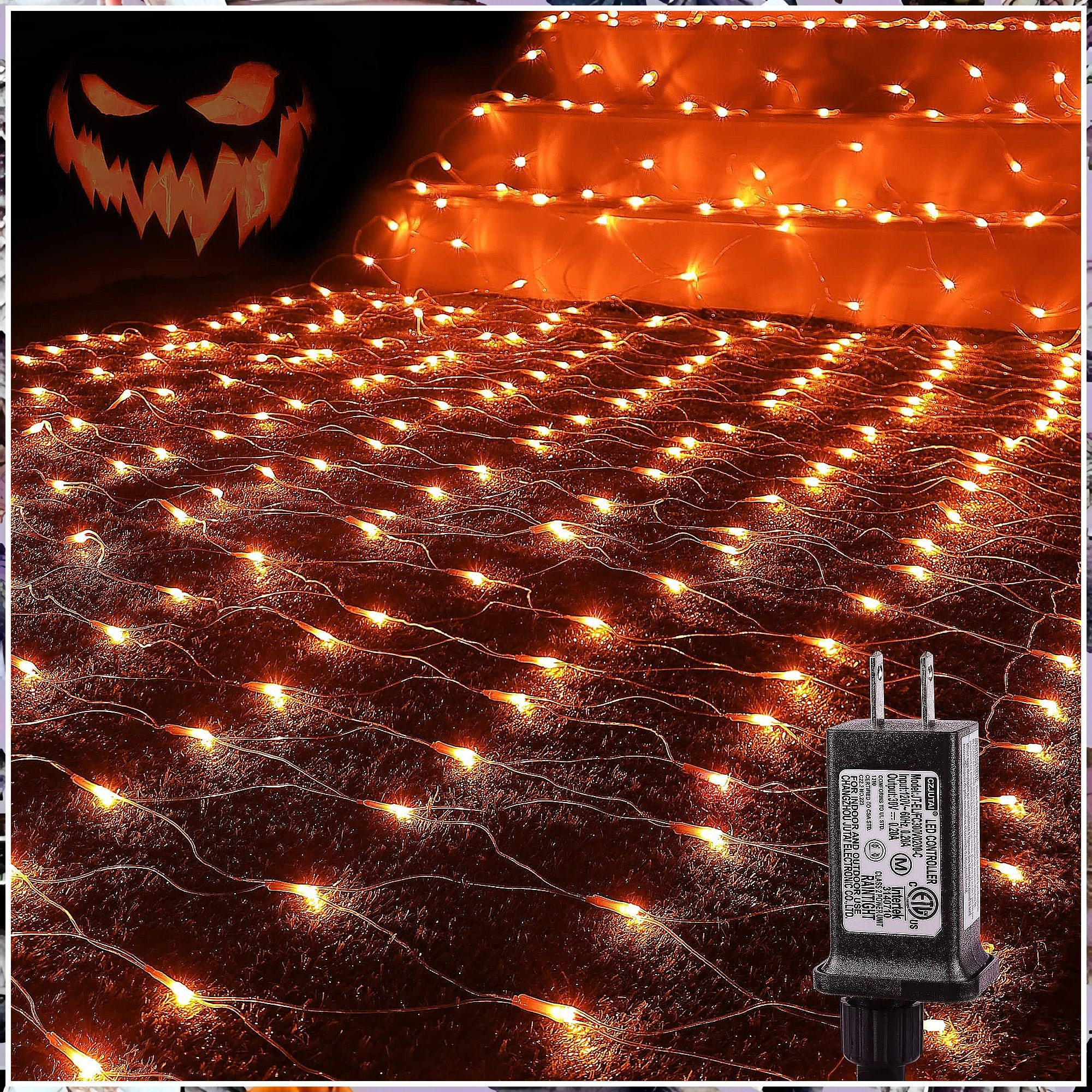 Halloween Netting Lights Elegant Shinymolly orange Halloween Net Lights Outdoor Waterproof 13ft X 5ft