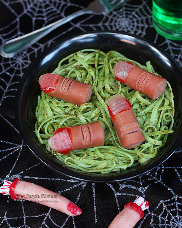 Halloween Pasta Dishes Awesome Halloween Pasta Recipe Swamp Pesto with Severed Fingers the Peach