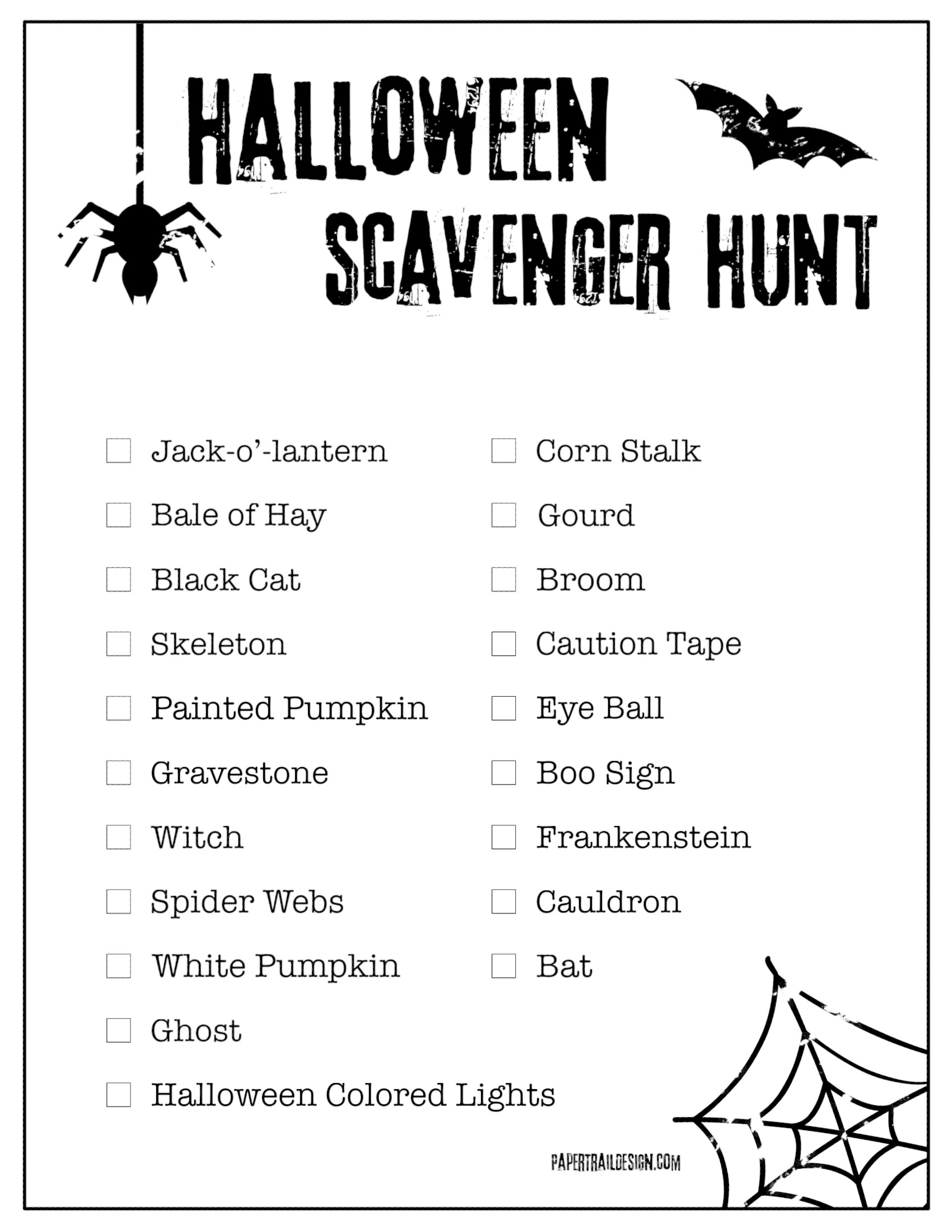 Halloween Scavenger Hunt Lovely Free Printable Halloween Scavenger Hunt List Paper Trail Design