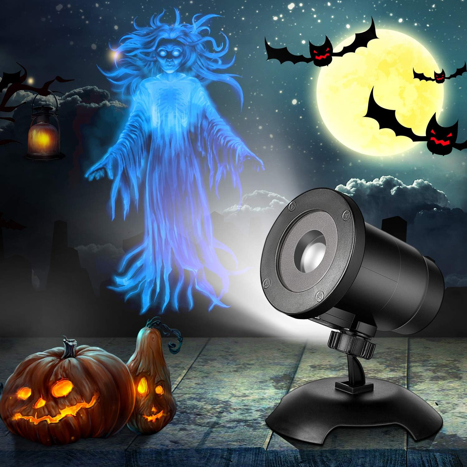 Halloween Spotlight Outdoor Fresh Halloween Led Projection Lights Fluttering Female Ghost Projector