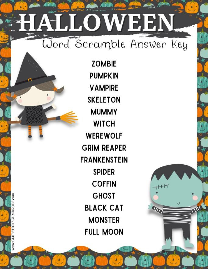 Halloween Word Scramble Answers Lovely Free Printable Halloween Word Scramble – Glue Sticks and Gumdrops