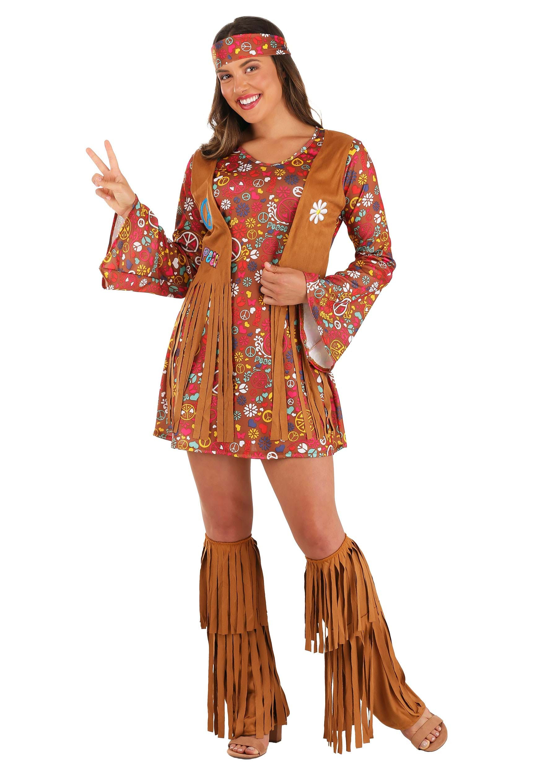 Hippie Costumes for Adults Luxury Women S Peace &amp; Love Hippie Costume