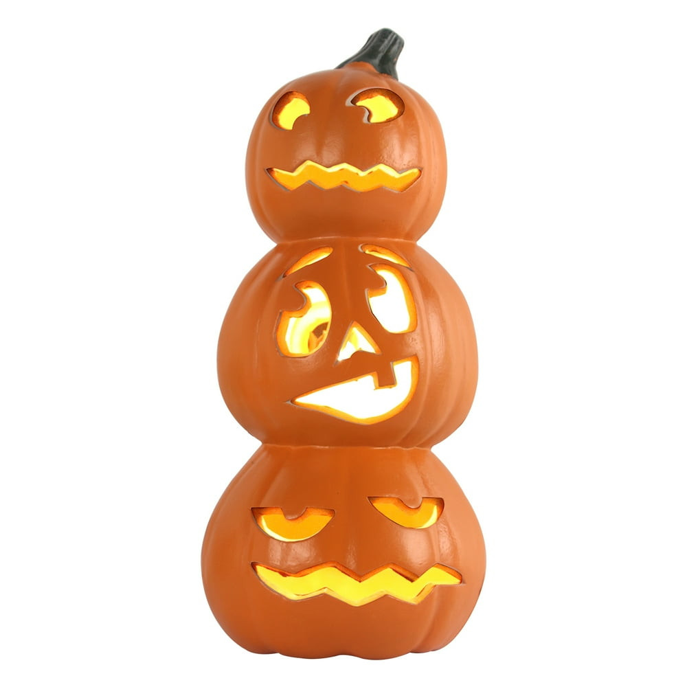 Large Outdoor Light Up Pumpkin Elegant Jack O Lantern 15 Inch Halloween Pumpkin Lantern with Pre Lit