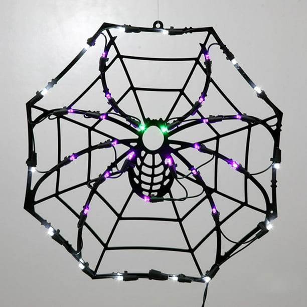 Led Spider Web Elegant 15&quot; Lighted Led Spider Web Halloween Window Silhouette Decoration