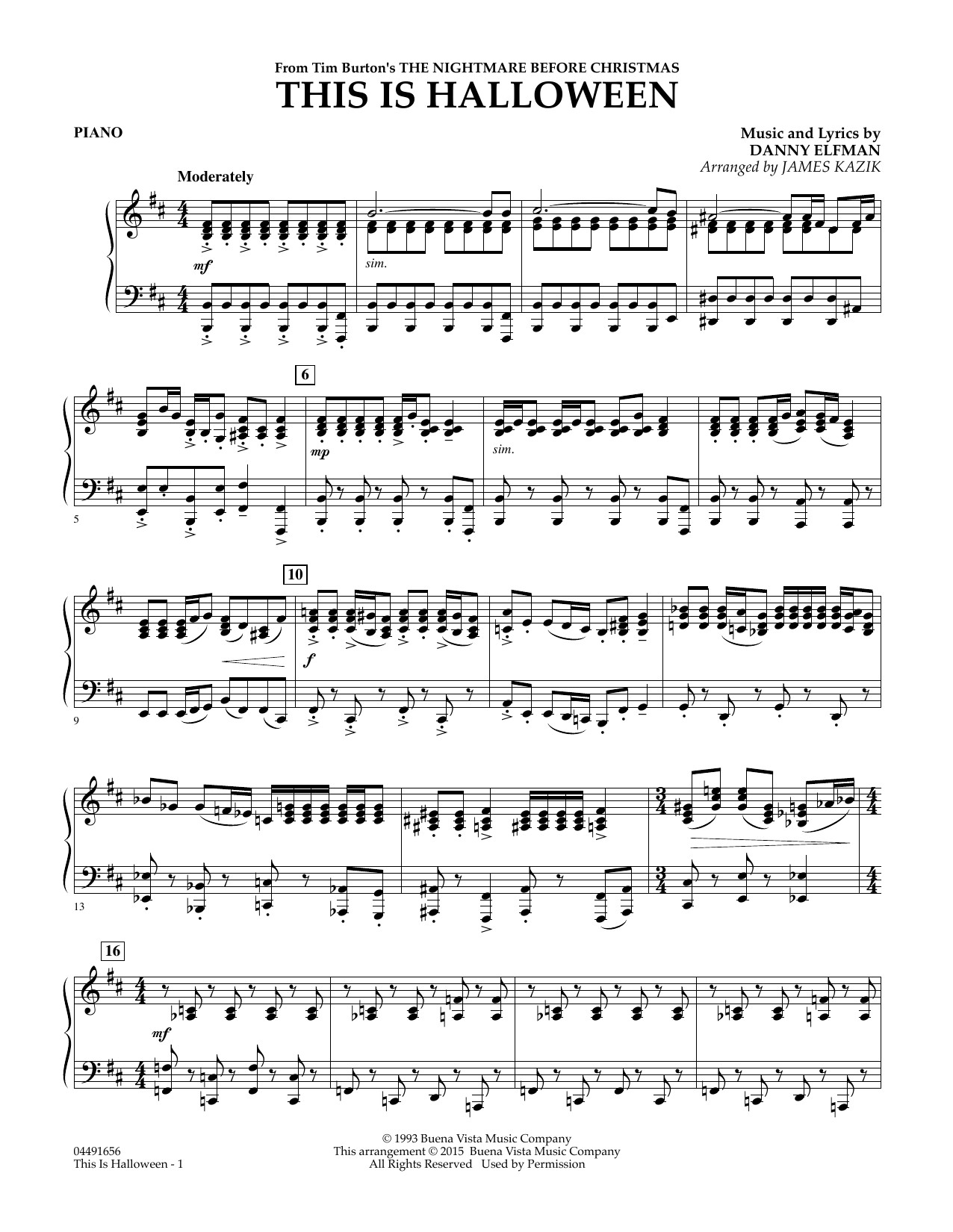 Music This is Halloween Elegant This is Halloween Piano by James Kazik Sheet Music for orchestra at