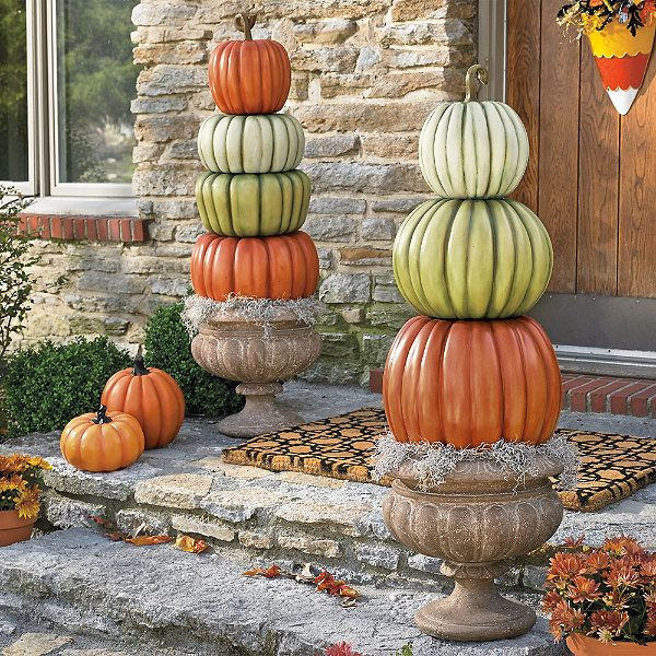 Outdoor Stacked Pumpkins Fresh Three Stack Pumpkin topiary Grandin Road