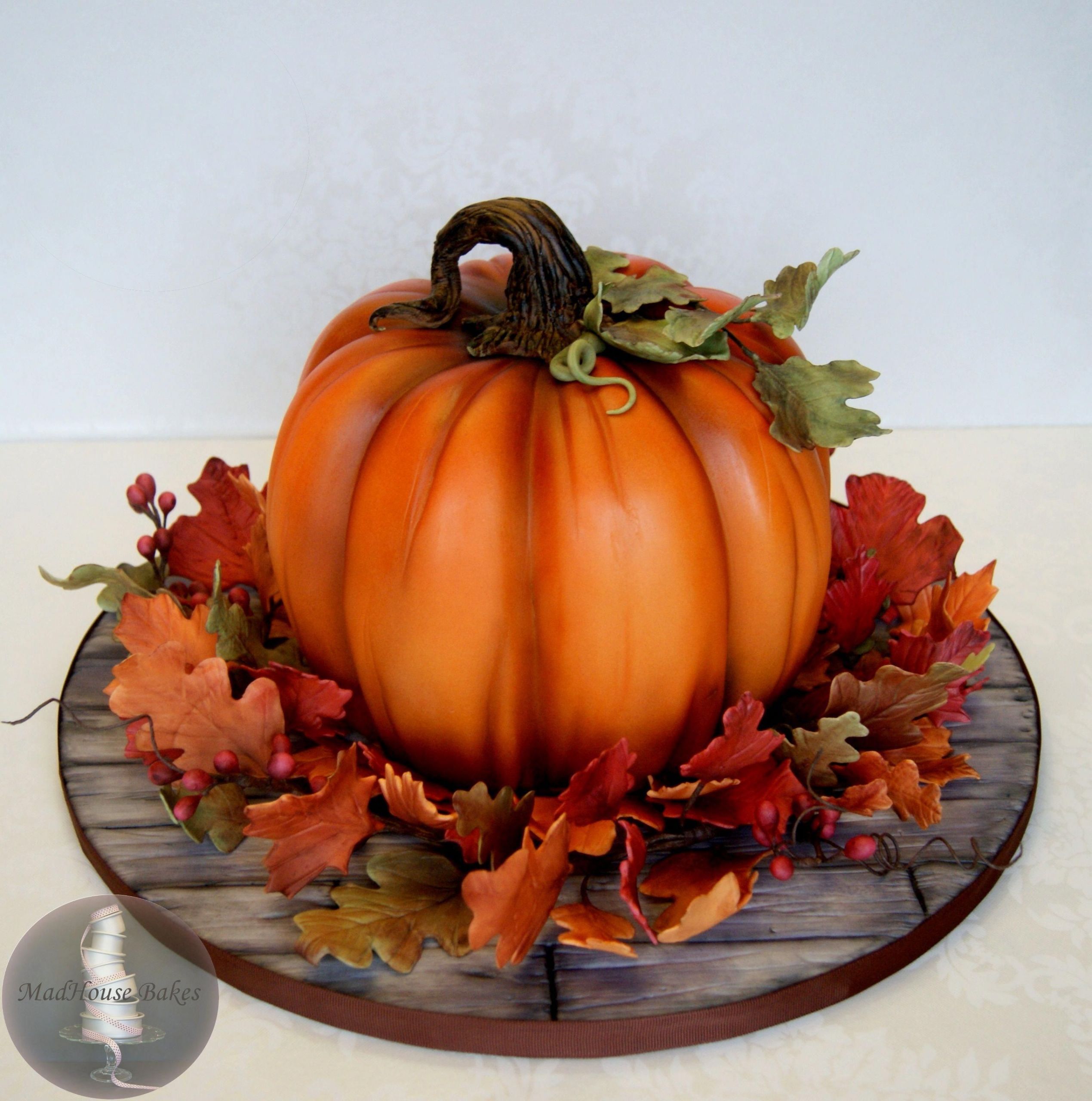 Pumpkin Shaped Cake Best Of Pumpkin Cake for Fall All Leaves Berries and the Stem are Gumpaste