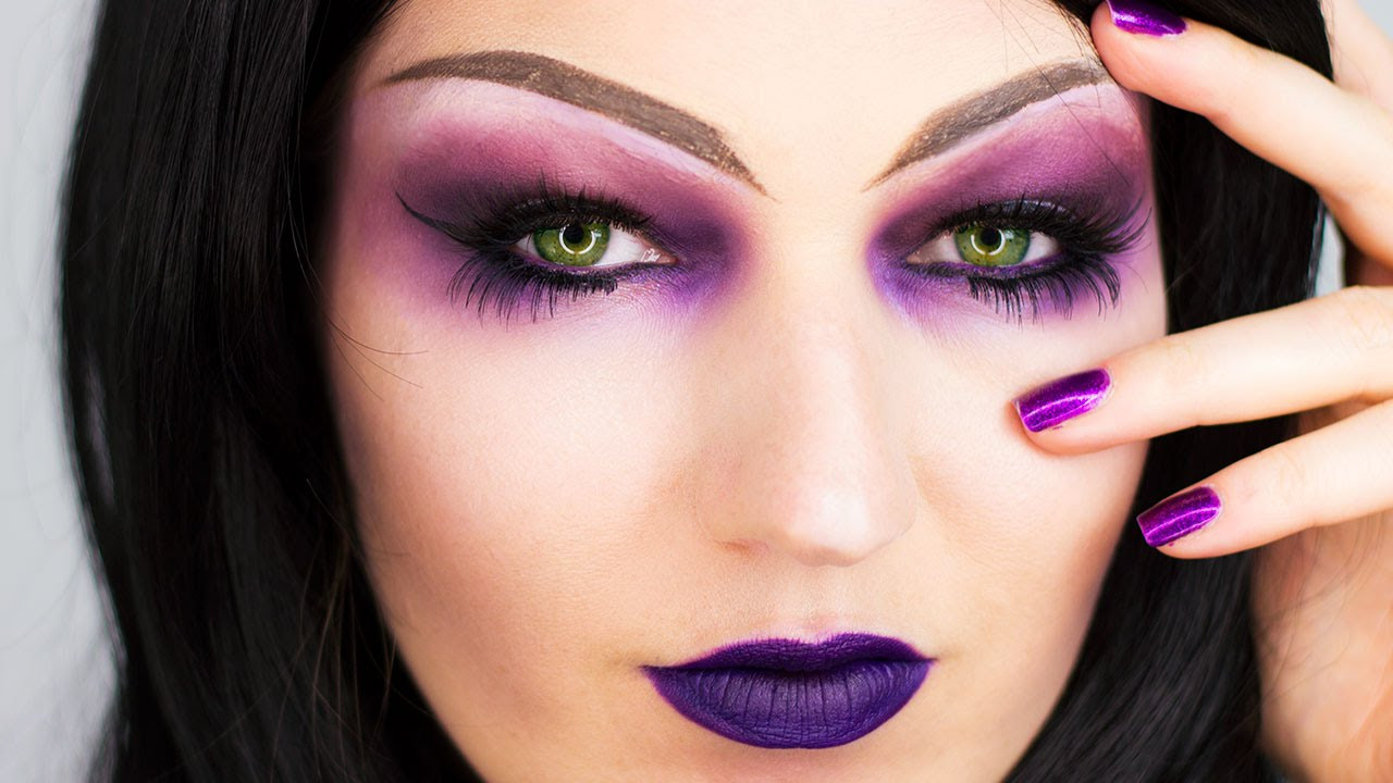 Purple Witch Makeup Beautiful sorceress Purple Witch Halloween Makeup