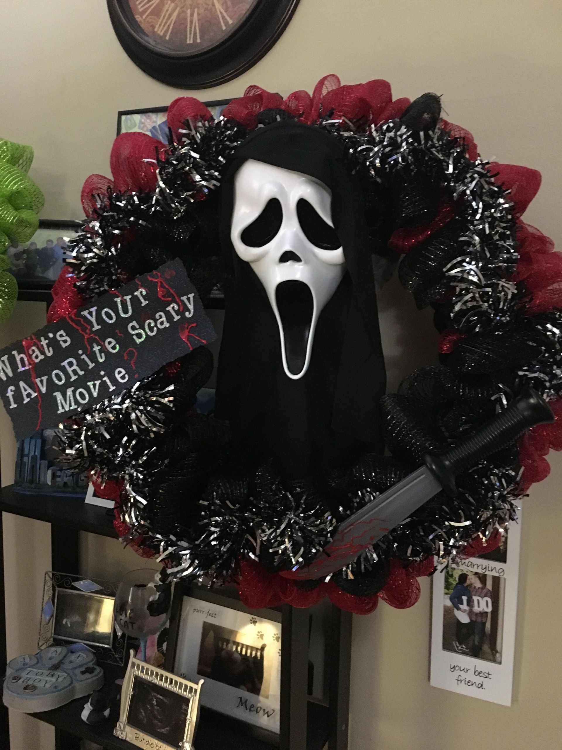 Scream Halloween Decorations Luxury Scream Mesh Wreath Scary Movie