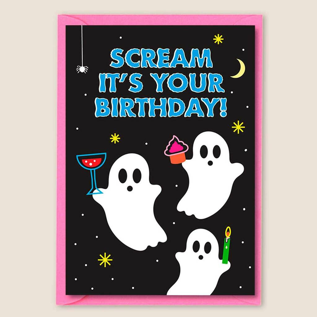 Spooky Birthday Cards Beautiful Ghost Scream Funny Cute Spooky Halloween Birthday Card by I Am A