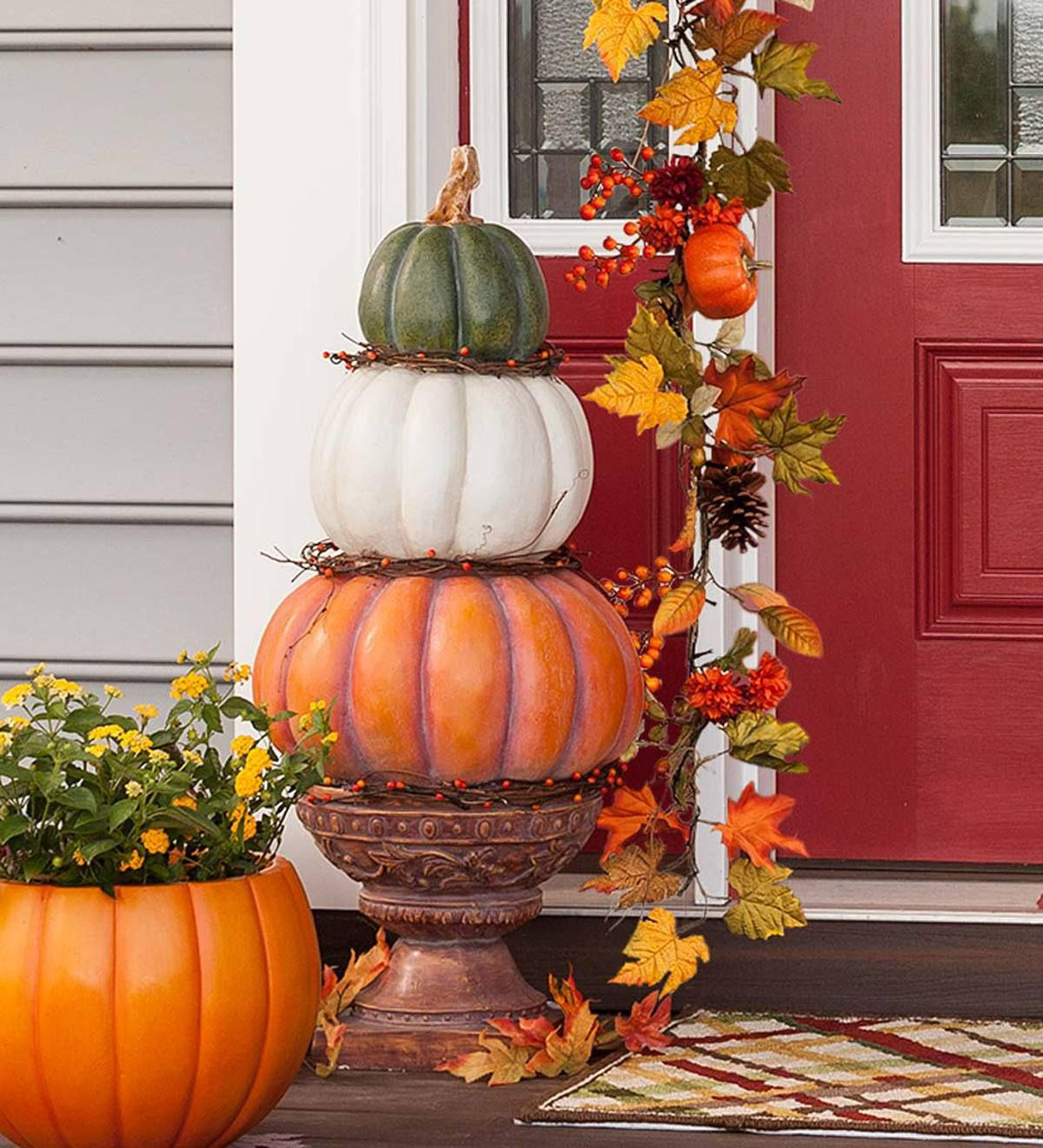 Stacked Pumpkin Outdoor Decor New Pumpkin topiary is Stacked with Fall Style Place This Festive Accent