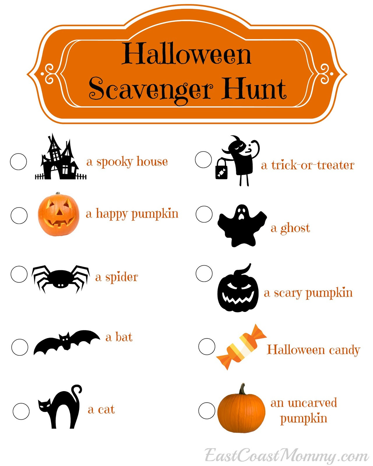 Treasure Hunt Halloween Unique East Coast Mommy Halloween Scavenger Hunt with Free Printable