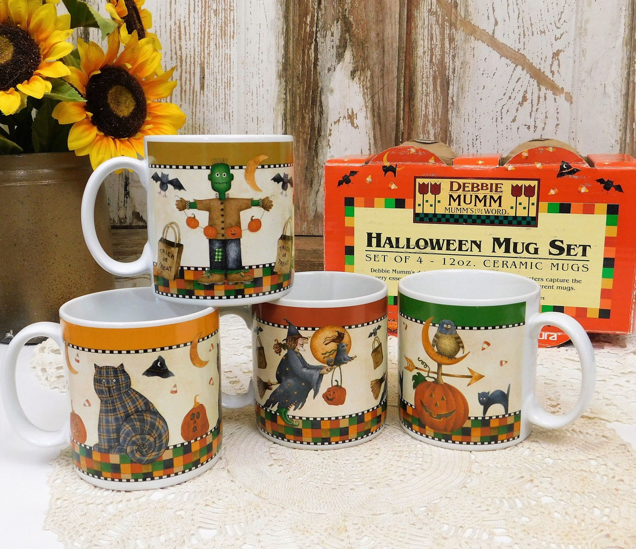 Vintage Halloween Mug Beautiful Set Of 4 Halloween Mugs by Debbie Mumm Etsy