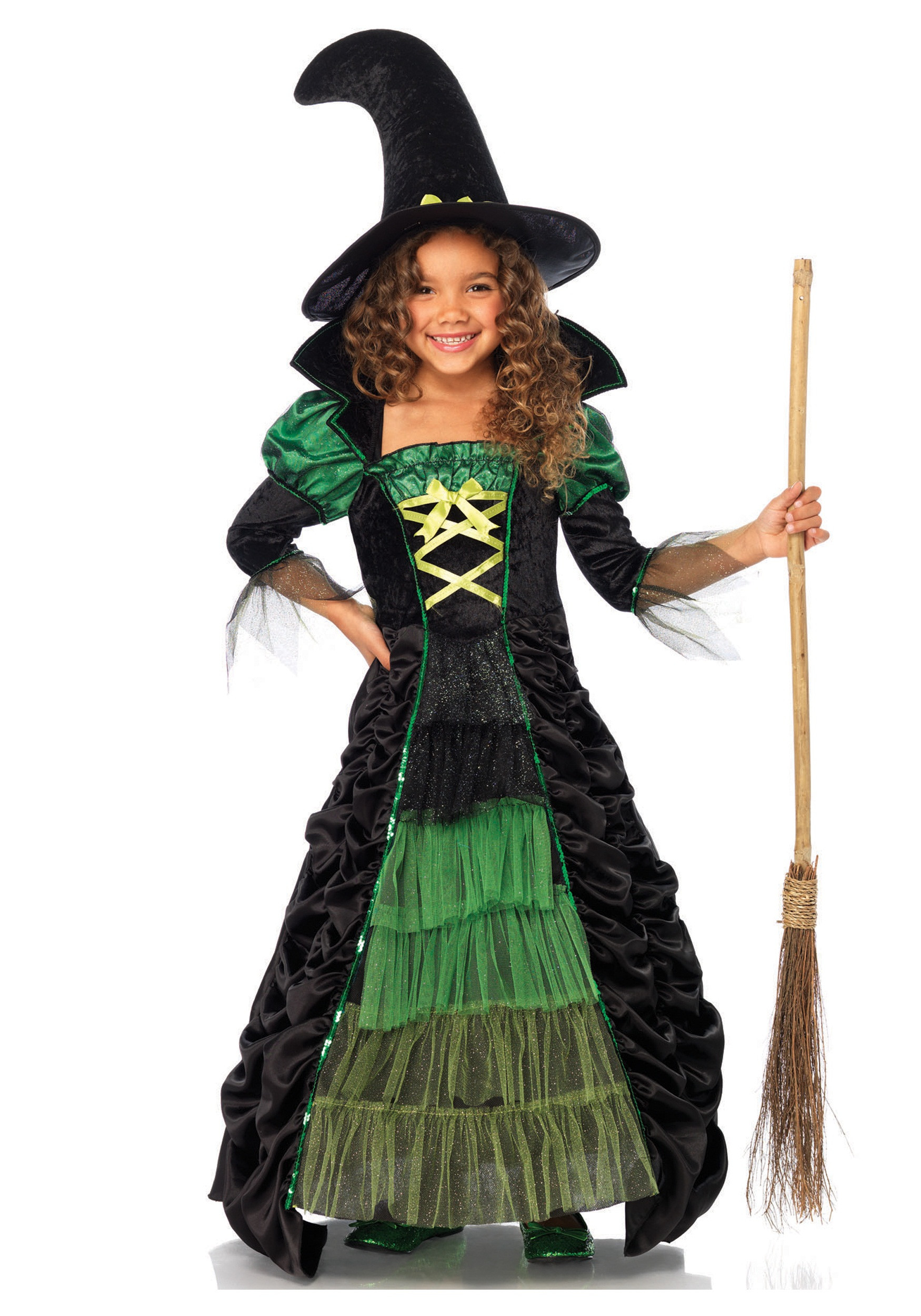 Witch Costume Kids New Child Storybook Green Witch Costume