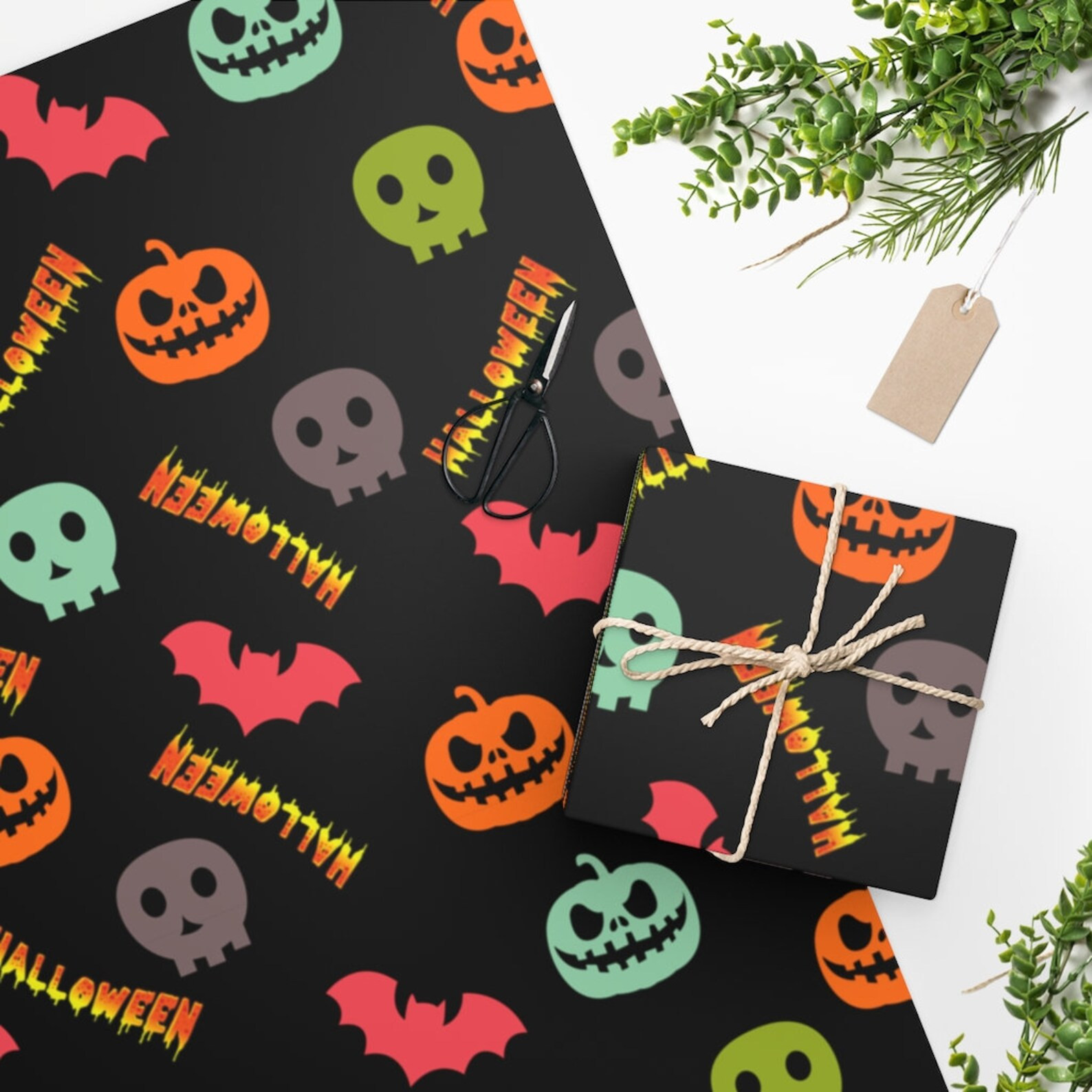 Wrapping Paper Halloween New Wrapping Paper Halloween Happy Halloween Halloween Wrapping Etsy Uk